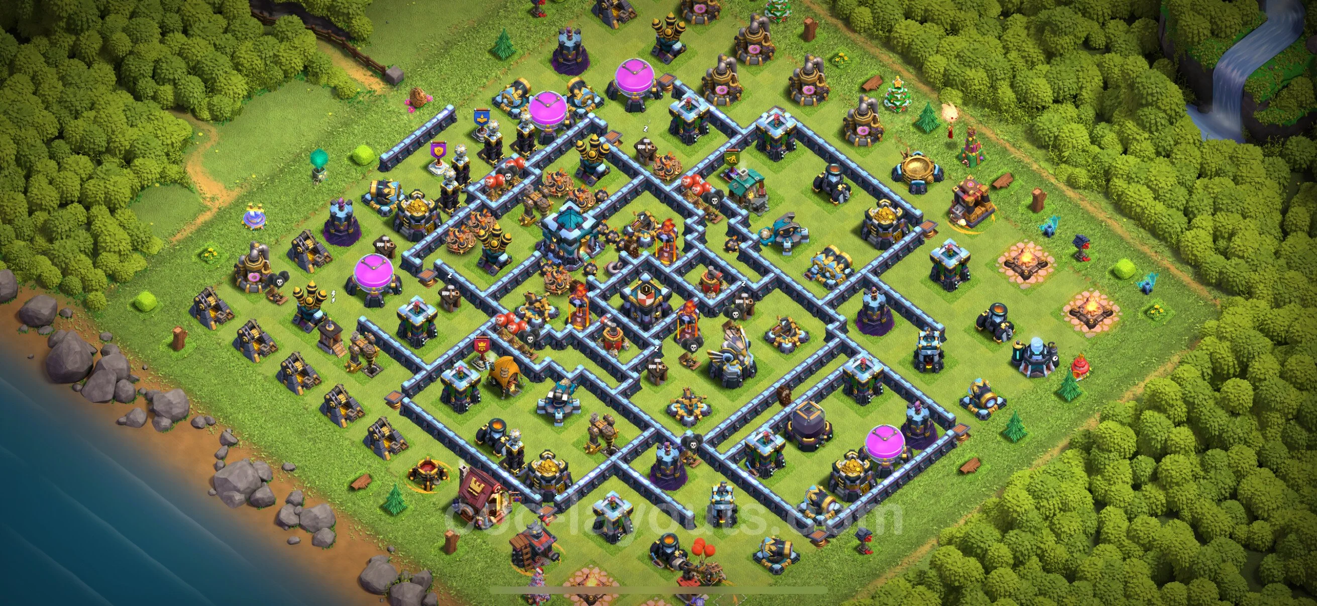 Top Base TH13 with Link, Anti 3 Stars - Anti P.E.K.K.A / Golem Defence Plan - Clash of Clans - (#103) — 防衛 TH13