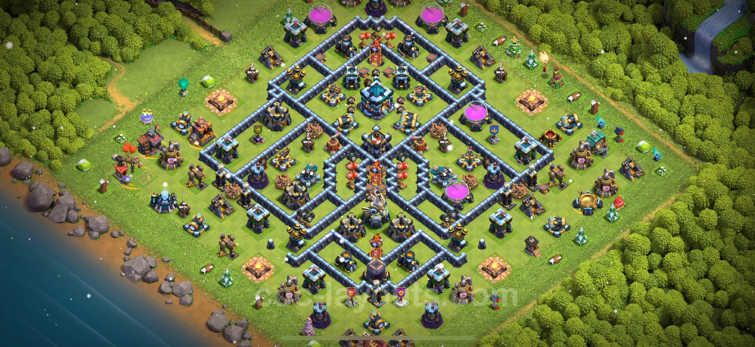 Anti 2 Stars Base TH13 with Link, Hybrid - best plan / layout / design - Clash of Clans - (#114) — रक्षा TH13