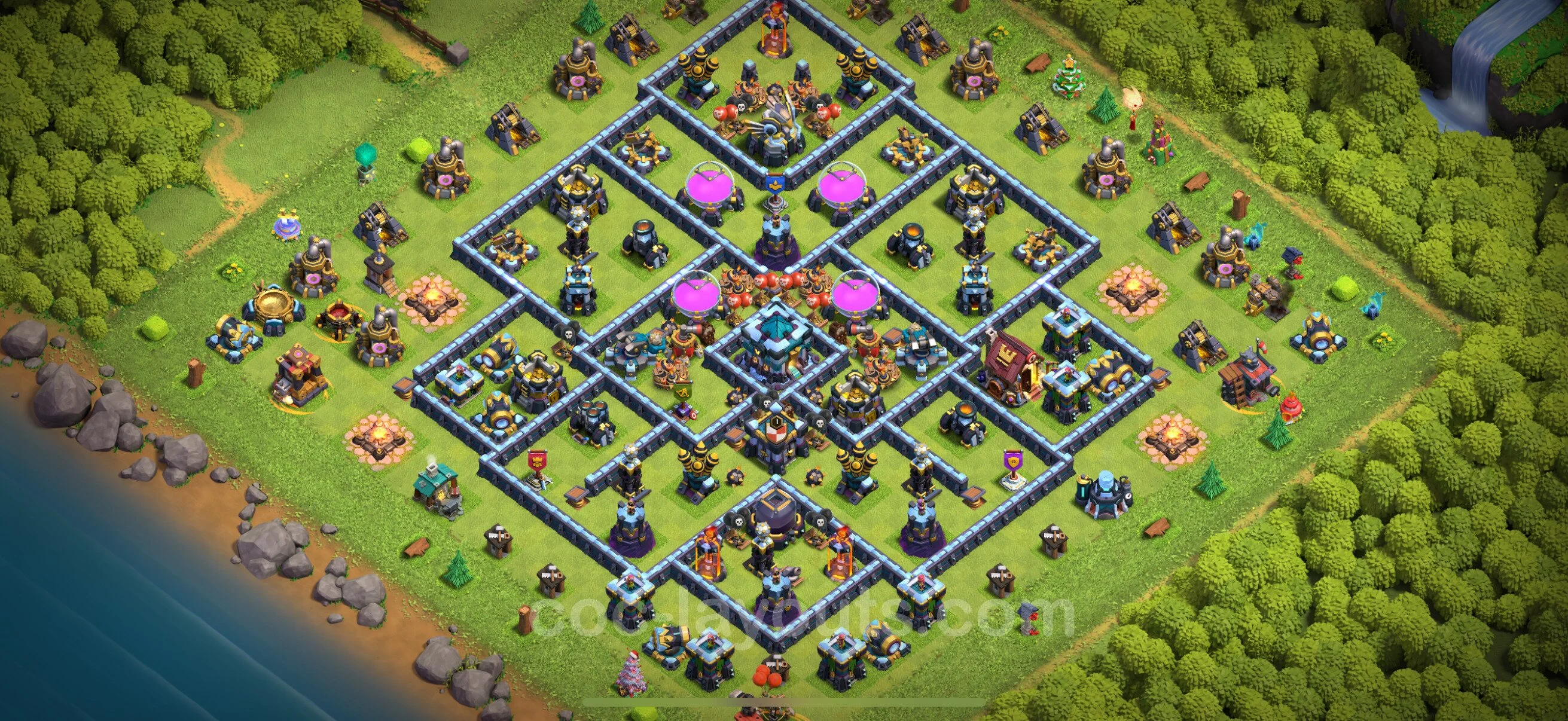 Anti 2 Stars Base TH13 with Link, Hybrid - best plan / layout / design - Clash of Clans - (#115) — Defense TH13