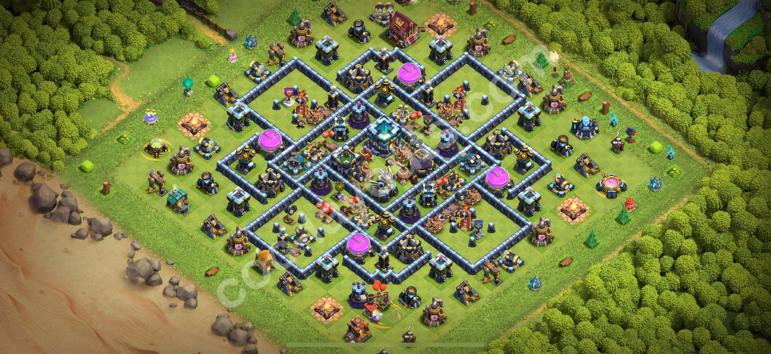 Anti 2 Stars Base TH13 with Link, Hybrid - best plan / layout / design - Clash of Clans 2026 - (#121) — Захист TH13
