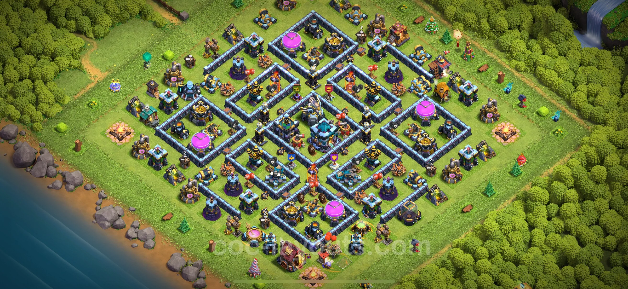 Anti 3 Stars Base TH13 with Link, Hybrid - best plan / layout / design - Clash of Clans - (#122) — Verdediging TH13