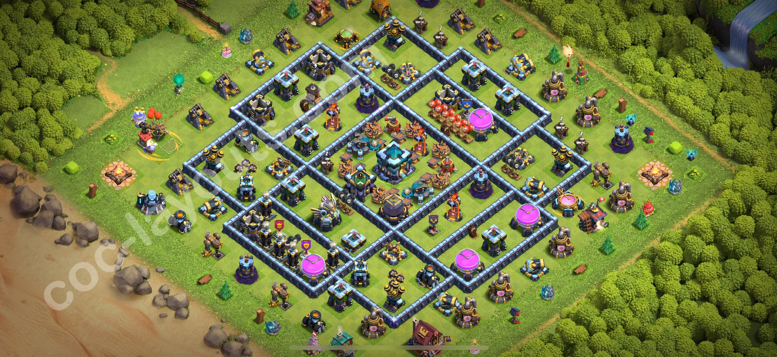 Anti 2 Stars Base TH13 with Link, Anti Everything - best plan / layout / design - Clash of Clans 2026 - (#124) — Obrona TH13