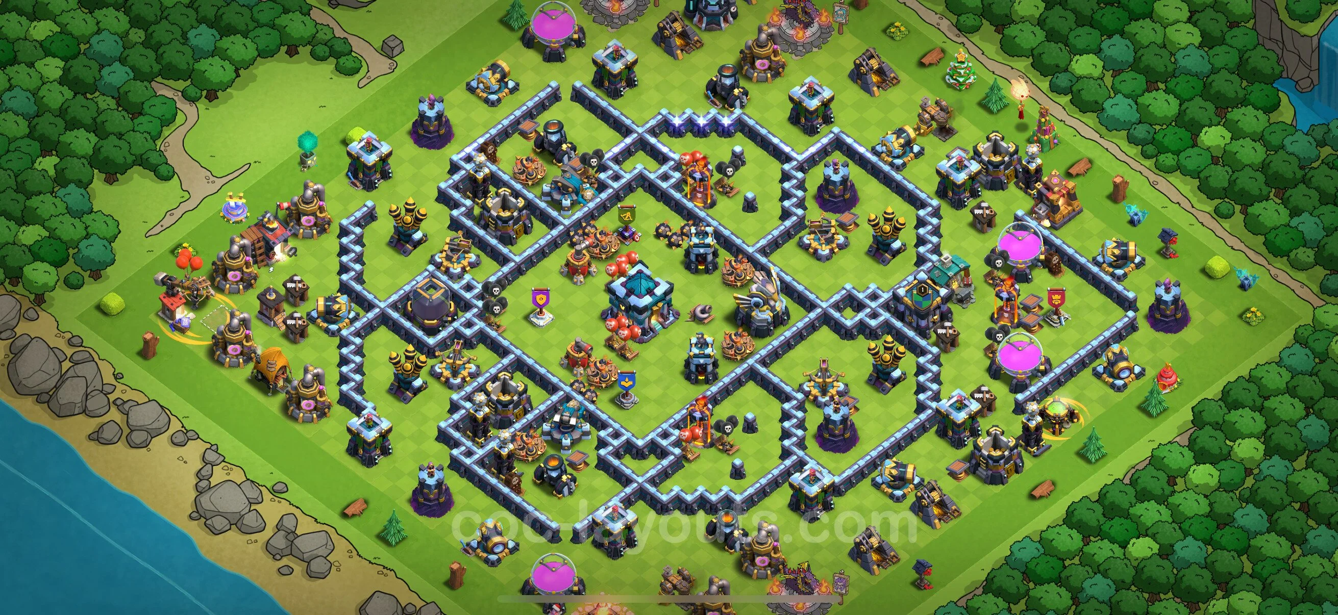 Anti 3 Stars Base TH13 with Link - best plan / layout / design - Clash of Clans - (#126) — Защита TH13