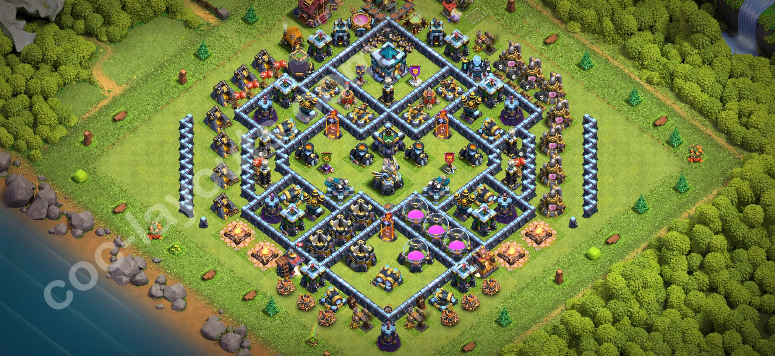 Anti 2 Stars Base TH13 with Link, Anti Air / Electro Dragon - best plan / layout / design - Clash of Clans 2026 - (#140) — Захист TH13