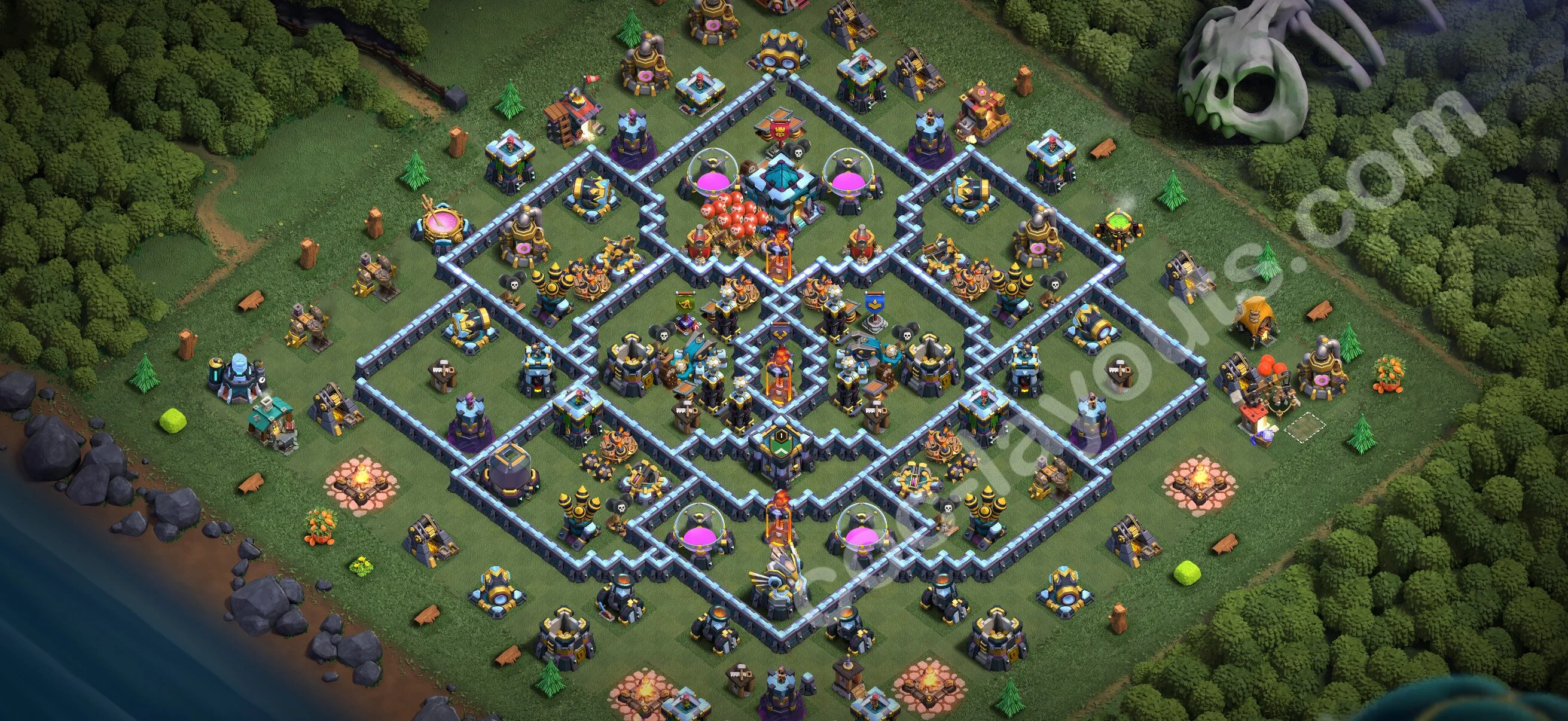 Top Base TH13 with Link - Anti Everything Defence Plan - Clash of Clans 2026 - (#146) — Defensa TH13