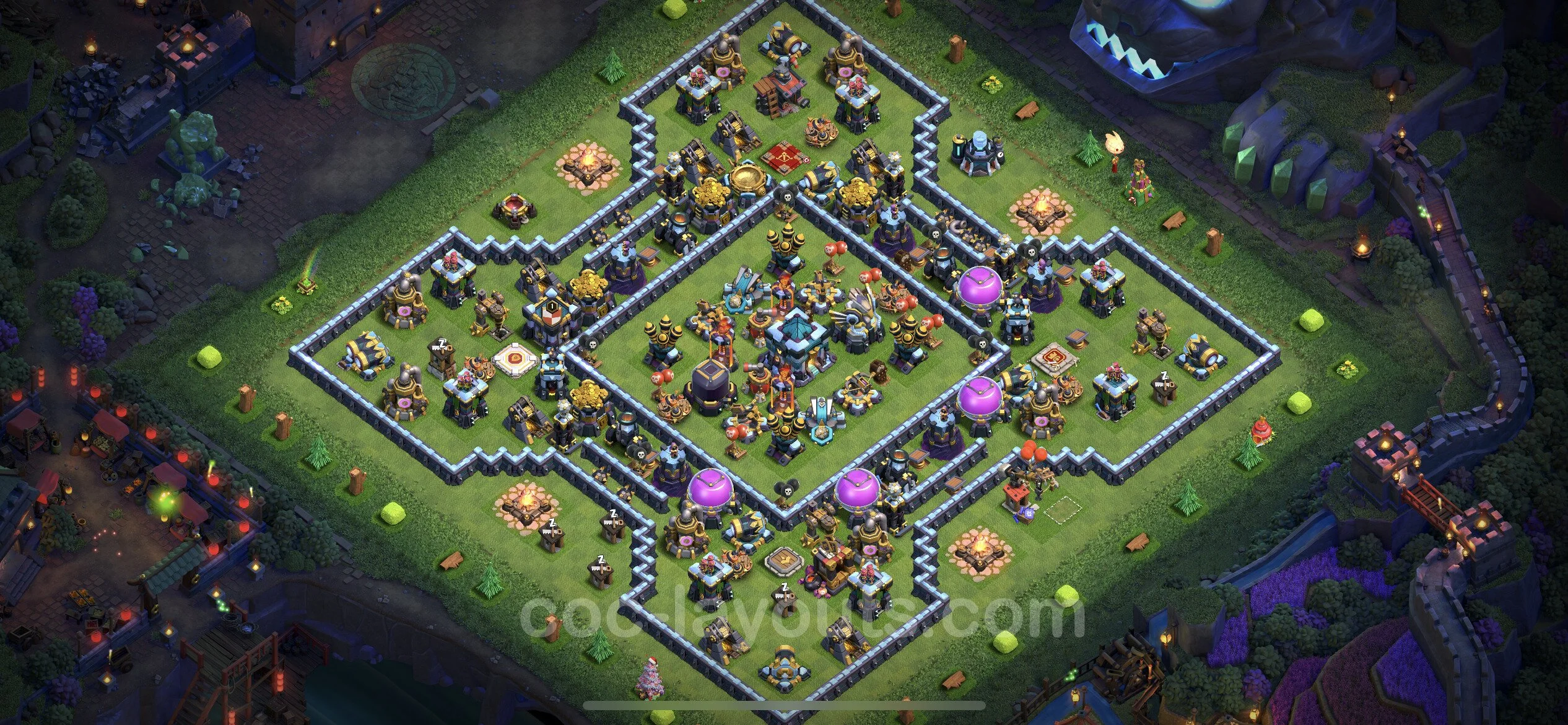 Top Base TH13 with Link, Anti 2 Stars - Anti Everything Defence Plan - Clash of Clans - (#45)