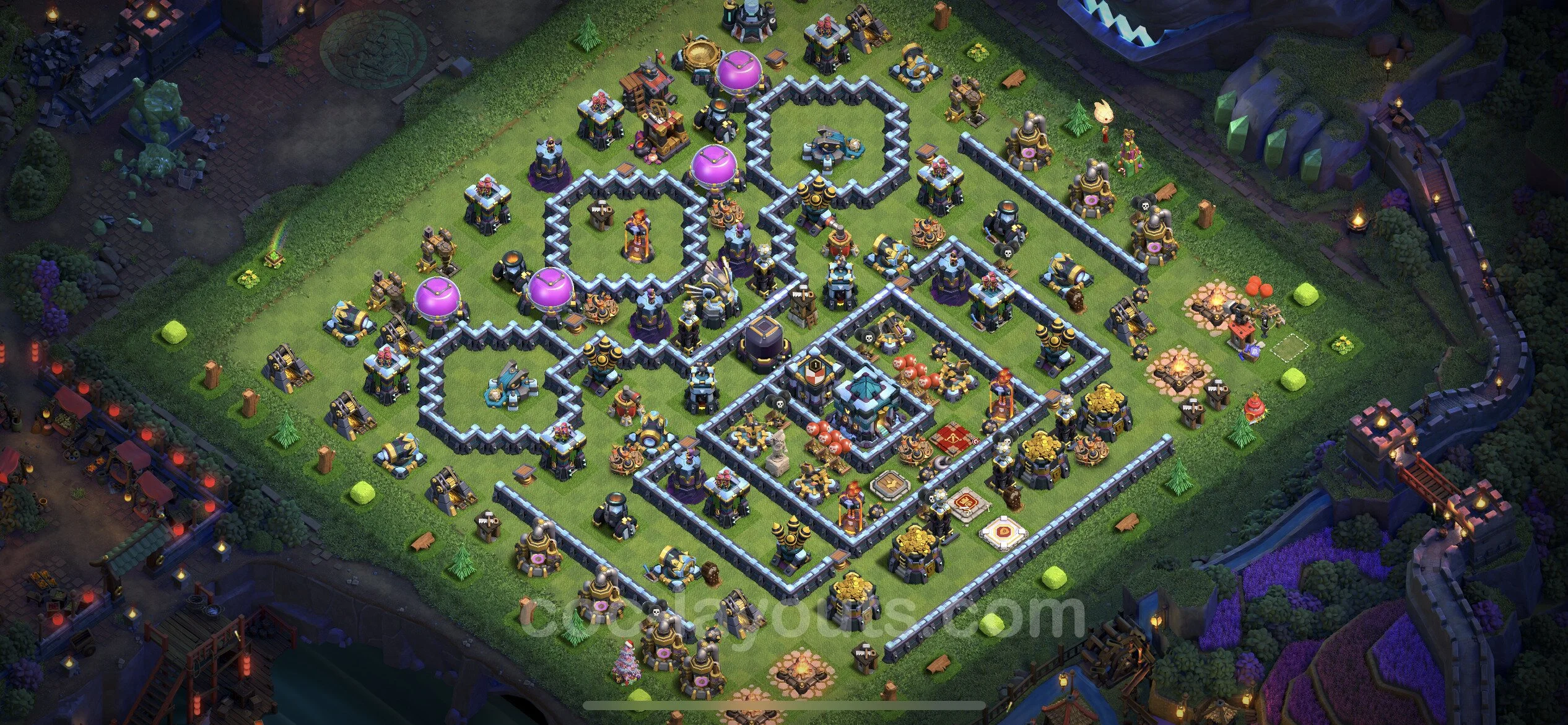 Top Base TH13 with Link - Anti Everything Defence Plan - Clash of Clans - (#49) — Pertahanan TH13