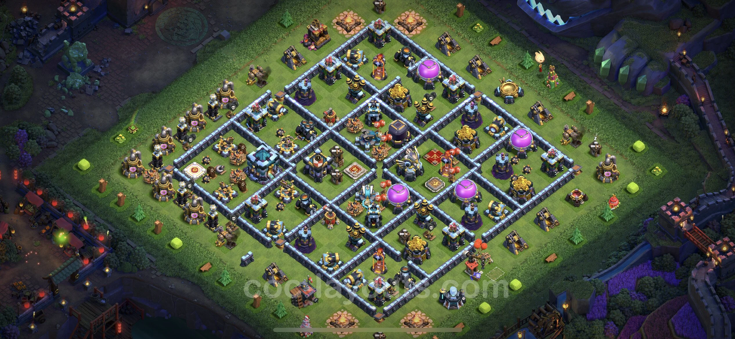 Anti 3 Stars Base TH13 with Link, Hybrid - best plan / layout / design - Clash of Clans - (#54) — Obrona TH13