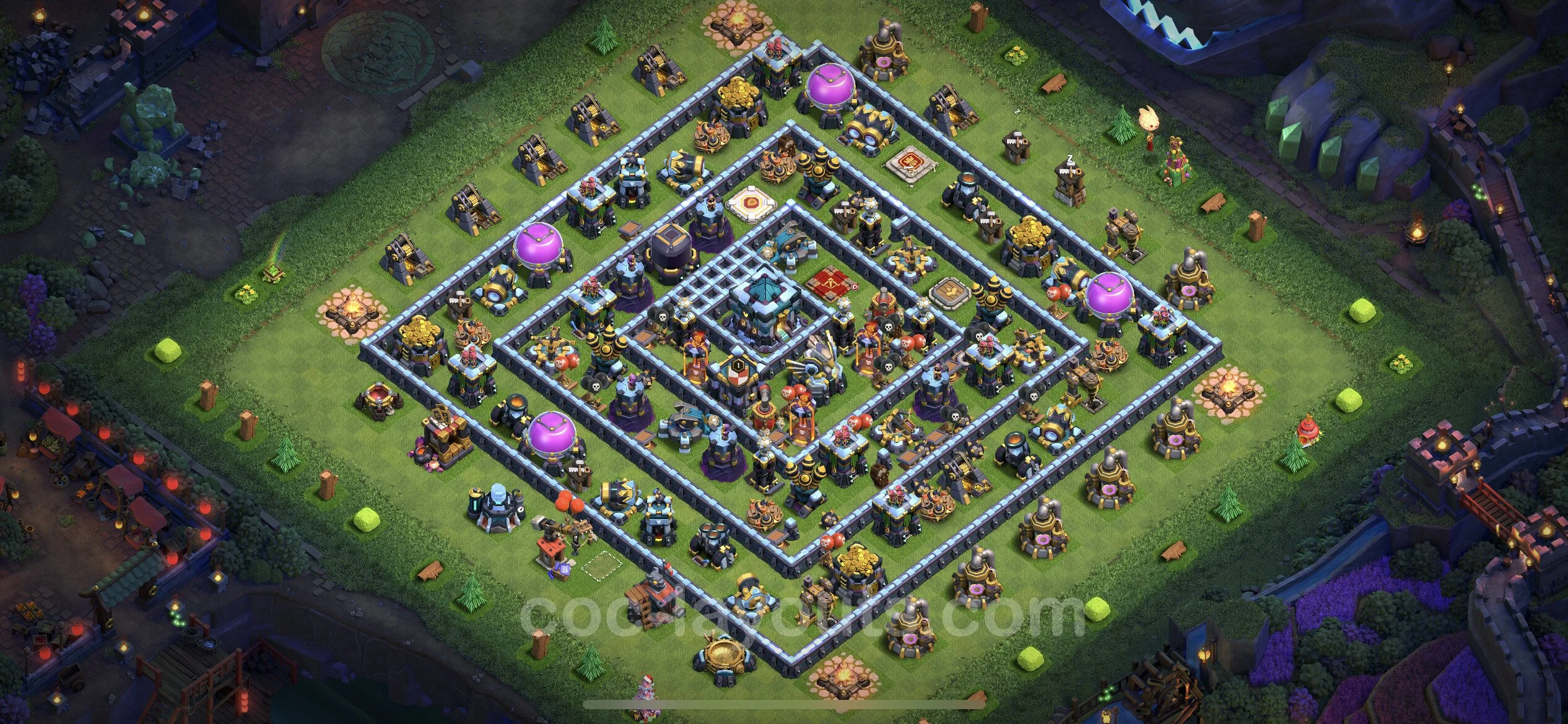 Anti 3 Stars Base TH13 with Link, Hybrid - best plan / layout / design - Clash of Clans - (#56) — Захист TH13