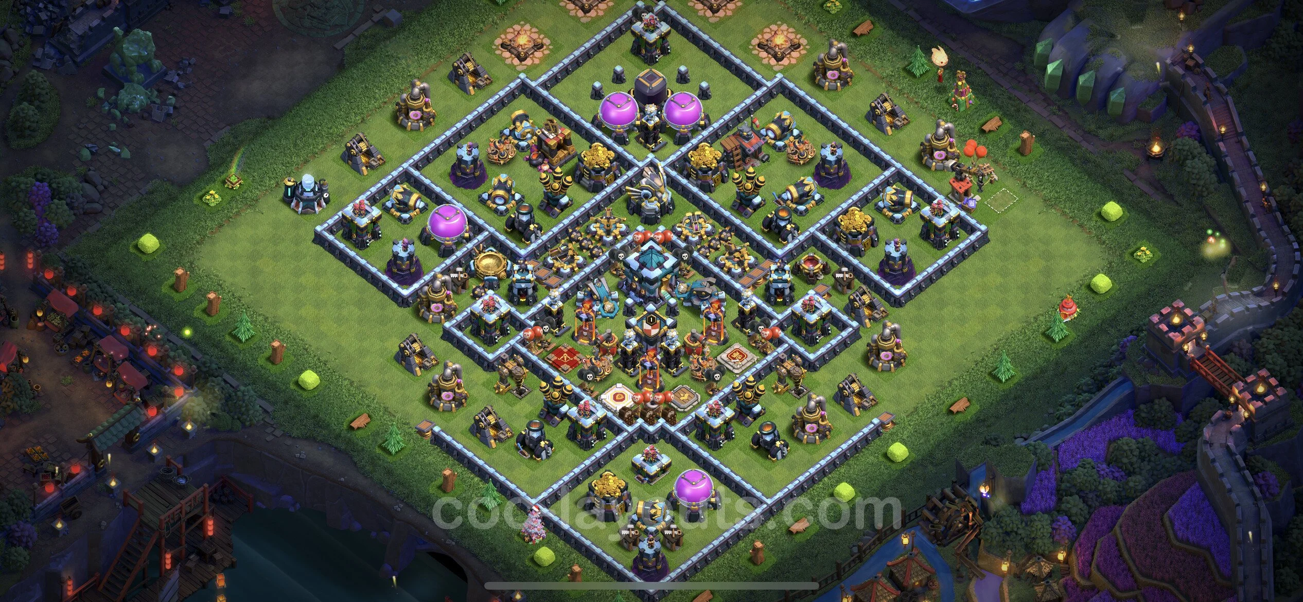Top Base TH13 with Link, Hybrid - Anti Everything Defence Plan - Clash of Clans - (#57) — Defense TH13