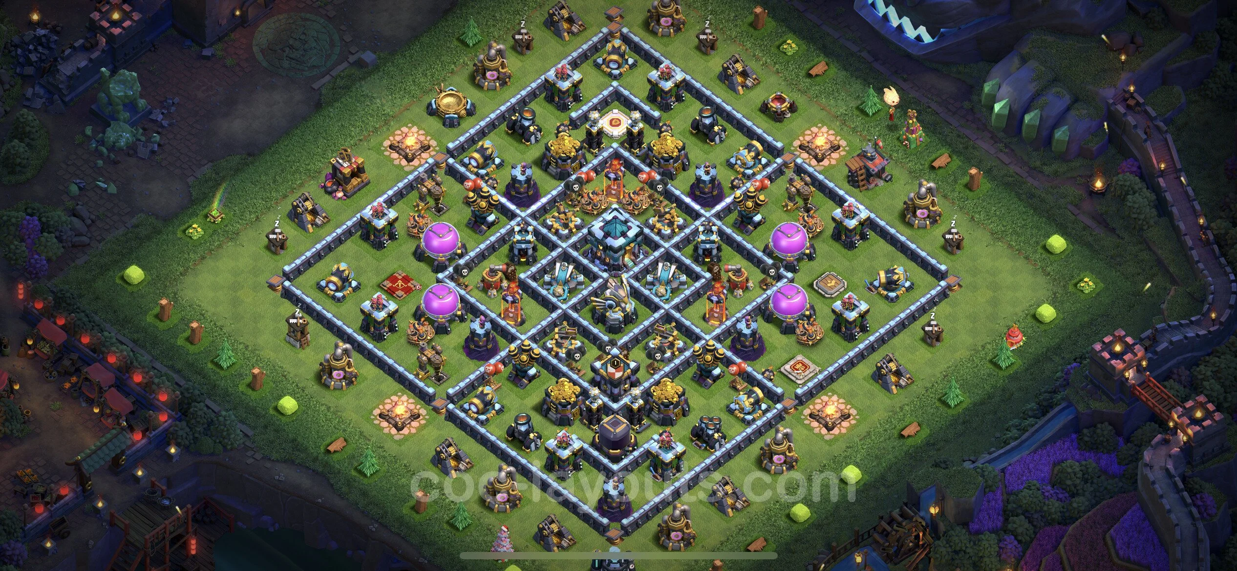Anti 3 Stars Base TH13 with Link, Hybrid - best plan / layout / design - Clash of Clans - (#60) — Захист TH13