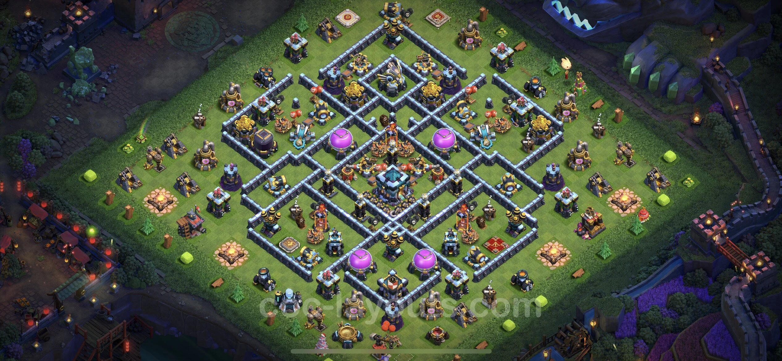 Anti 3 Stars Base TH13 with Link, Hybrid - best plan / layout / design - Clash of Clans - (#61) — 防衛 TH13