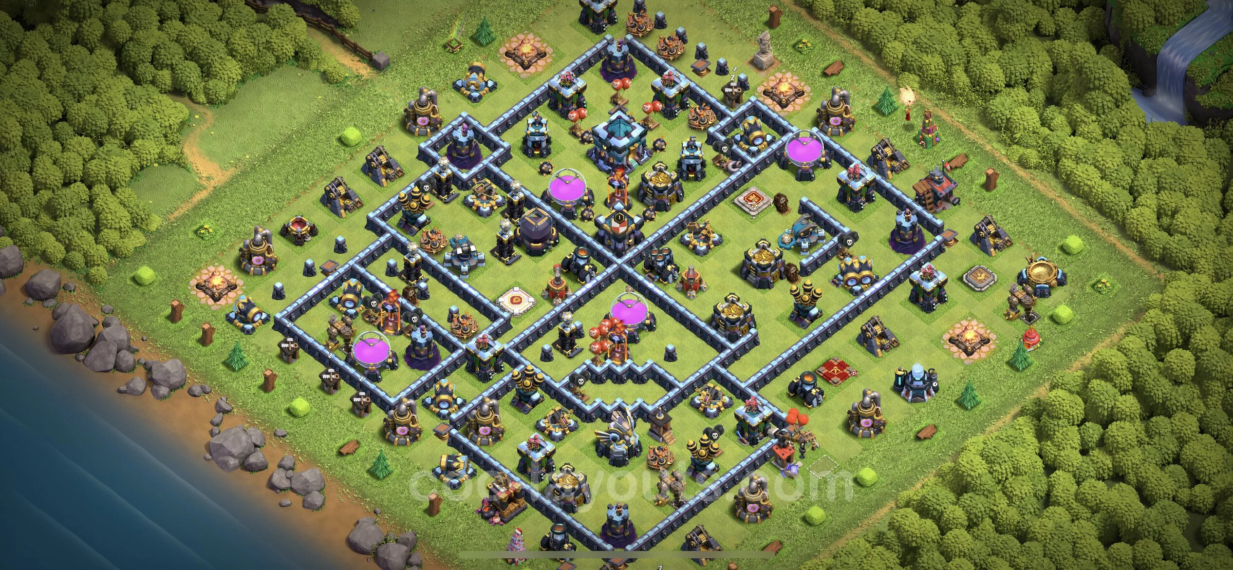 Anti 3 Stars Base TH13 with Link, Hybrid - best plan / layout / design - Clash of Clans - (#74) — Obrona TH13