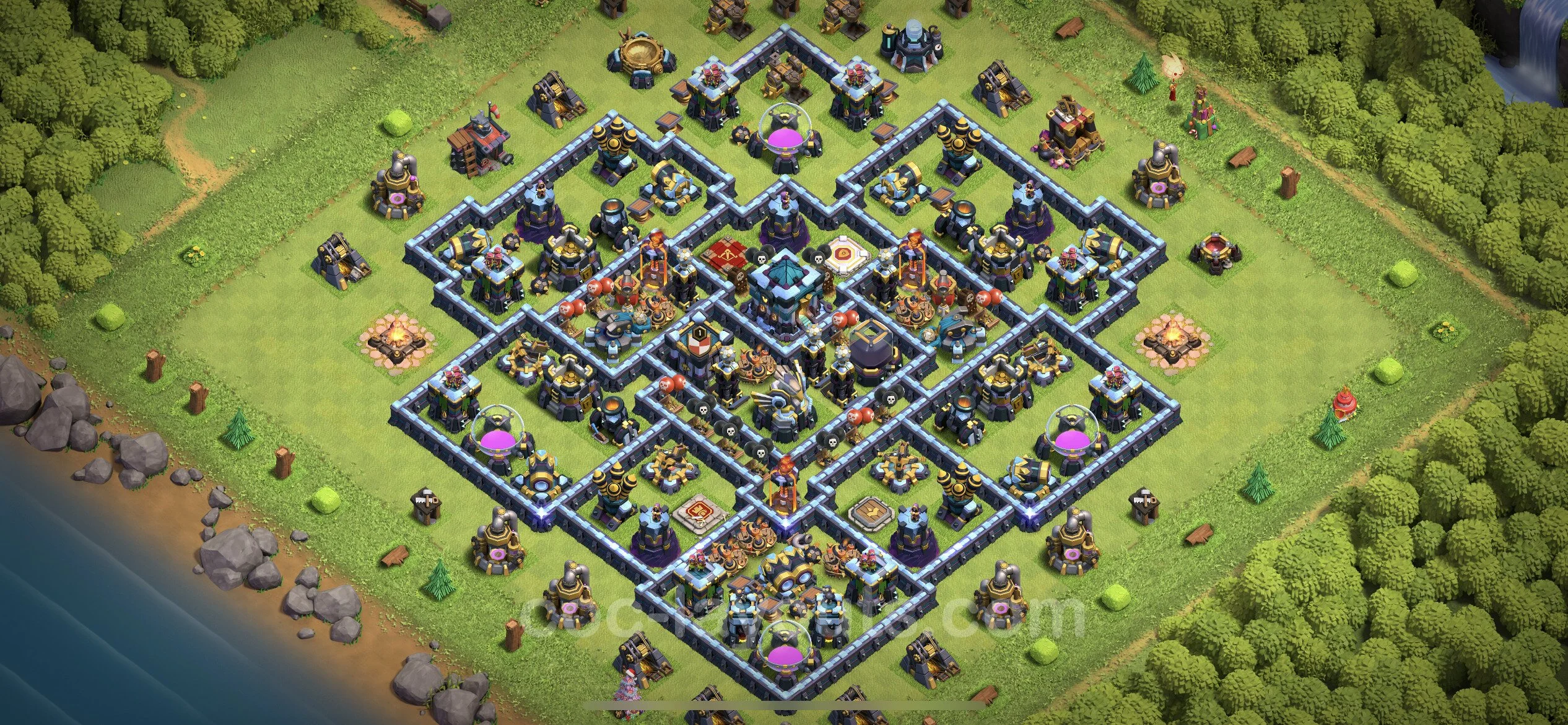 Anti 2 Stars Base TH13 with Link, Anti Air / Electro Dragon - best plan / layout / design - Clash of Clans - (#77) — Defesa TH13