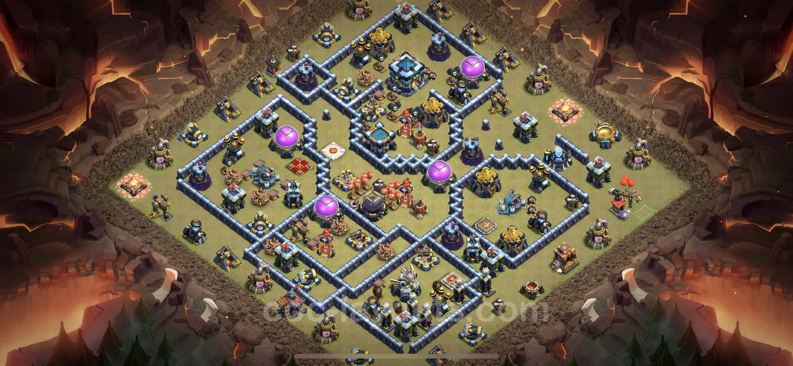 Base TH13 with Link, Hybrid - Anti Dragon Defence Plan / Anti Air - Clash of Clans - (#81) — Défense BH13