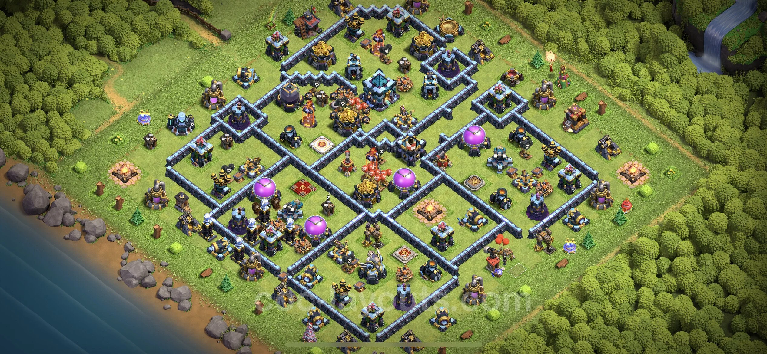 Top Base TH13 with Link, Anti 3 Stars - Anti GoWiWi / GoWiPe Defence Plan - Clash of Clans - (#86) — Défense TH13