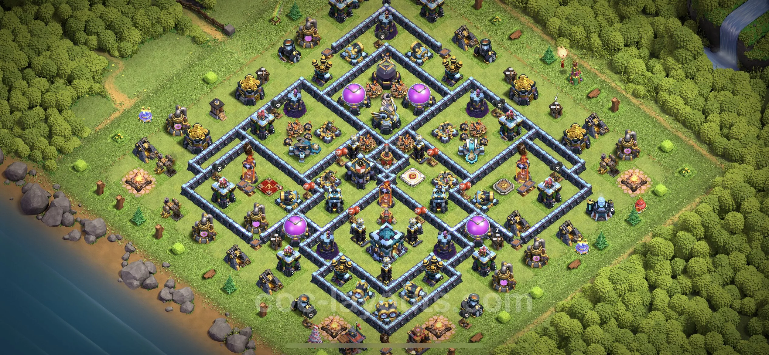 Base TH13 with Link, Anti Everything Max Levels - defence plan / layout / design - Clash of Clans - (#89) — Obrona TH13
