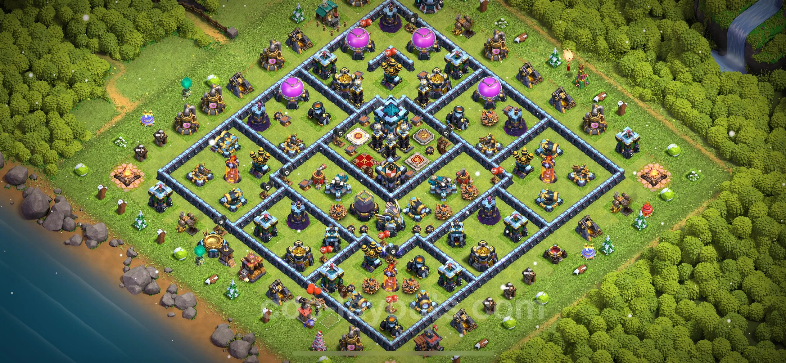 Anti 2 Stars Base TH13 with Link, Hybrid - best plan / layout / design - Clash of Clans - (#92) — Defense TH13