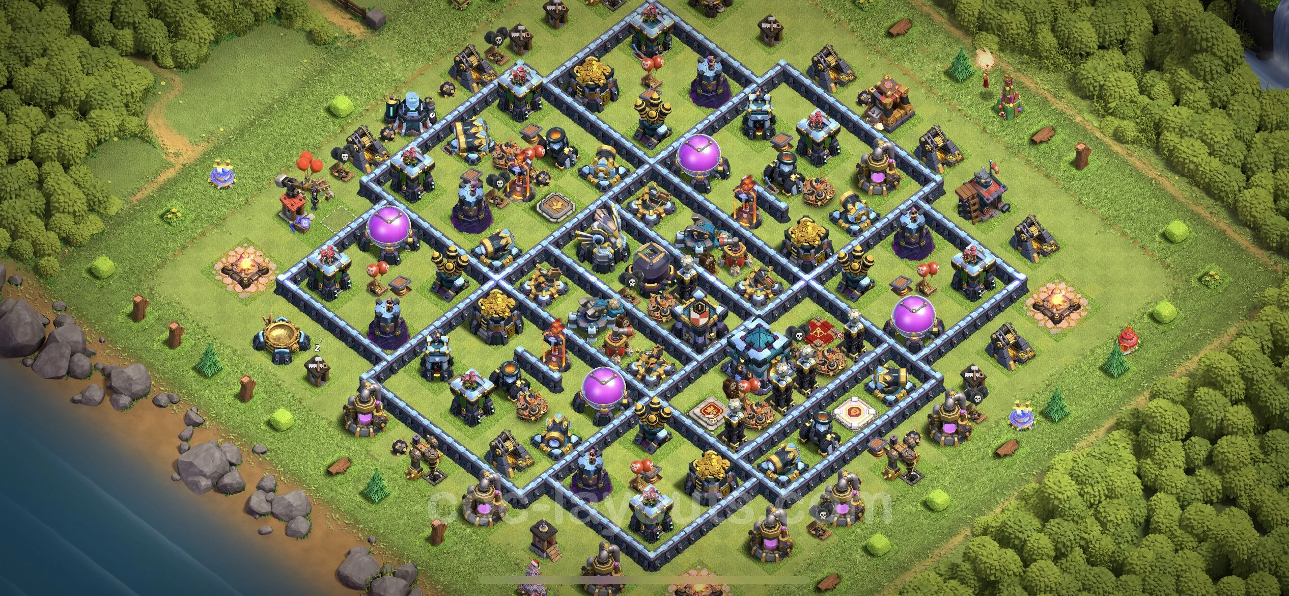 Anti 3 Stars Base TH13 with Link, Hybrid - best plan / layout / design - Clash of Clans - (#93) — Захист TH13