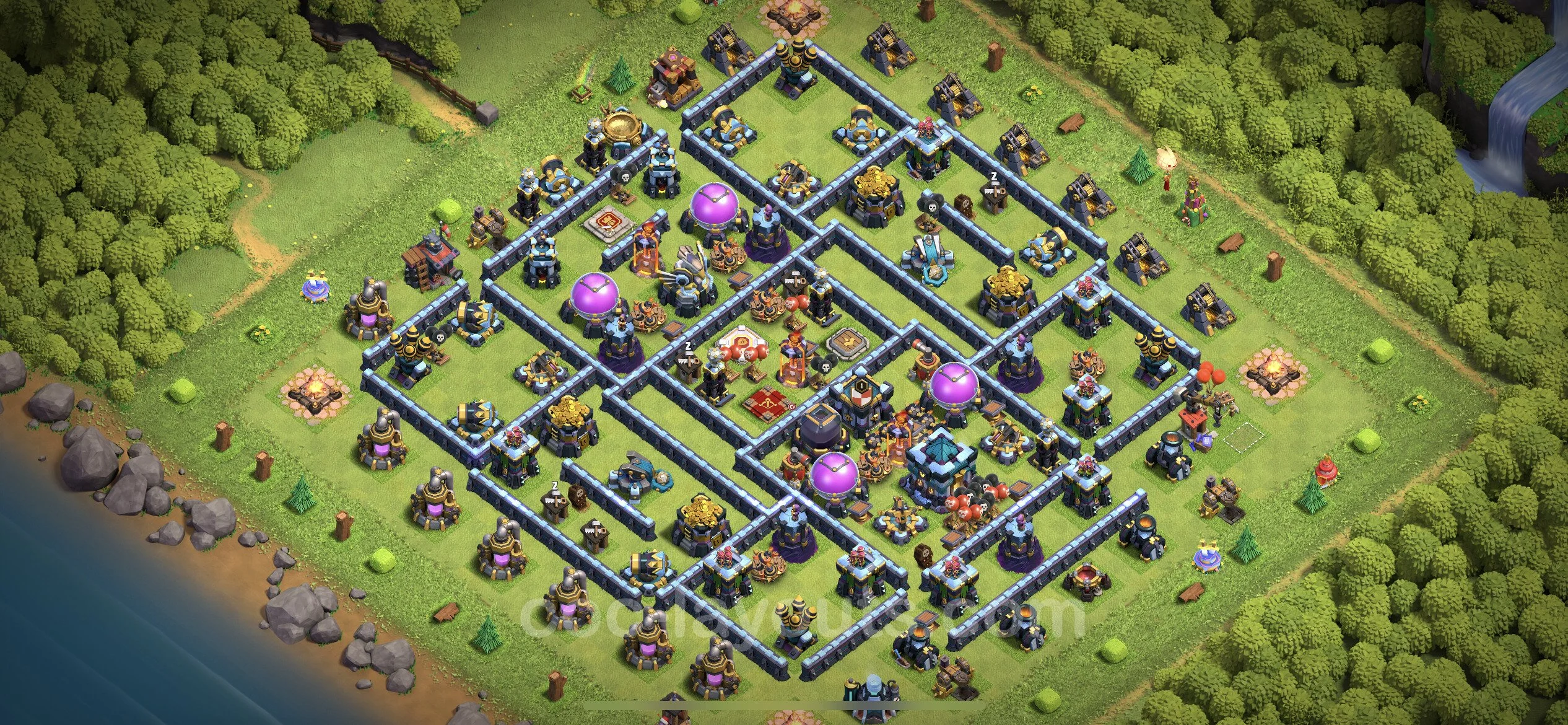 Base TH13 with Link, Hybrid Max Levels - defence plan / layout / design - Clash of Clans - (#94) — Verteidigung TH13