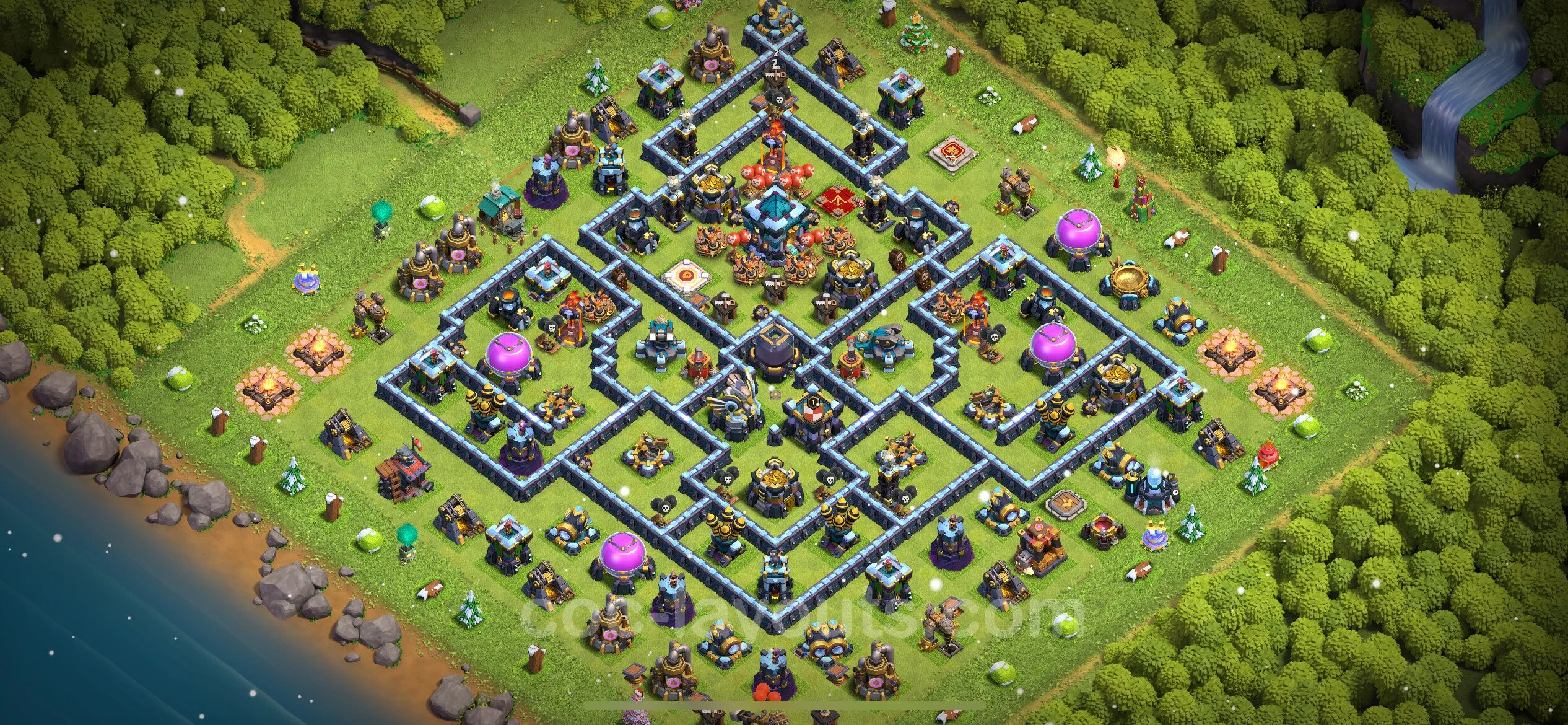 Anti 2 Stars Base TH13 with Link, Anti Everything - best plan / layout / design - Clash of Clans - (#96) — Защита TH13
