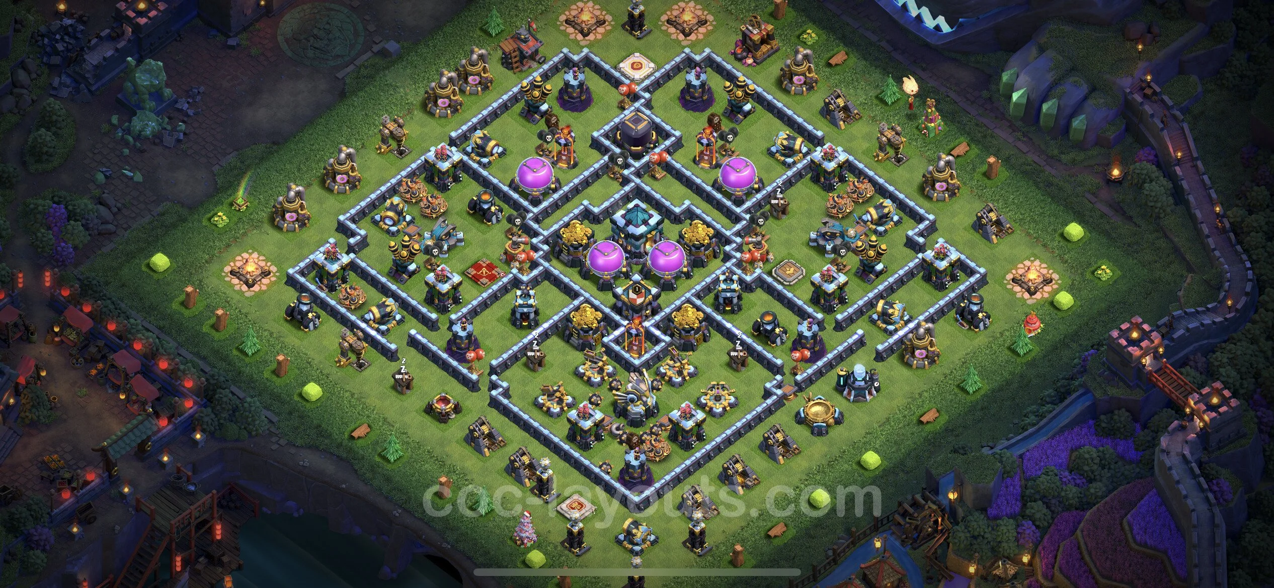 Farming Base TH13 with Link, Anti 2 Stars, Hybrid - plan / layout / design - Clash of Clans - (#38)