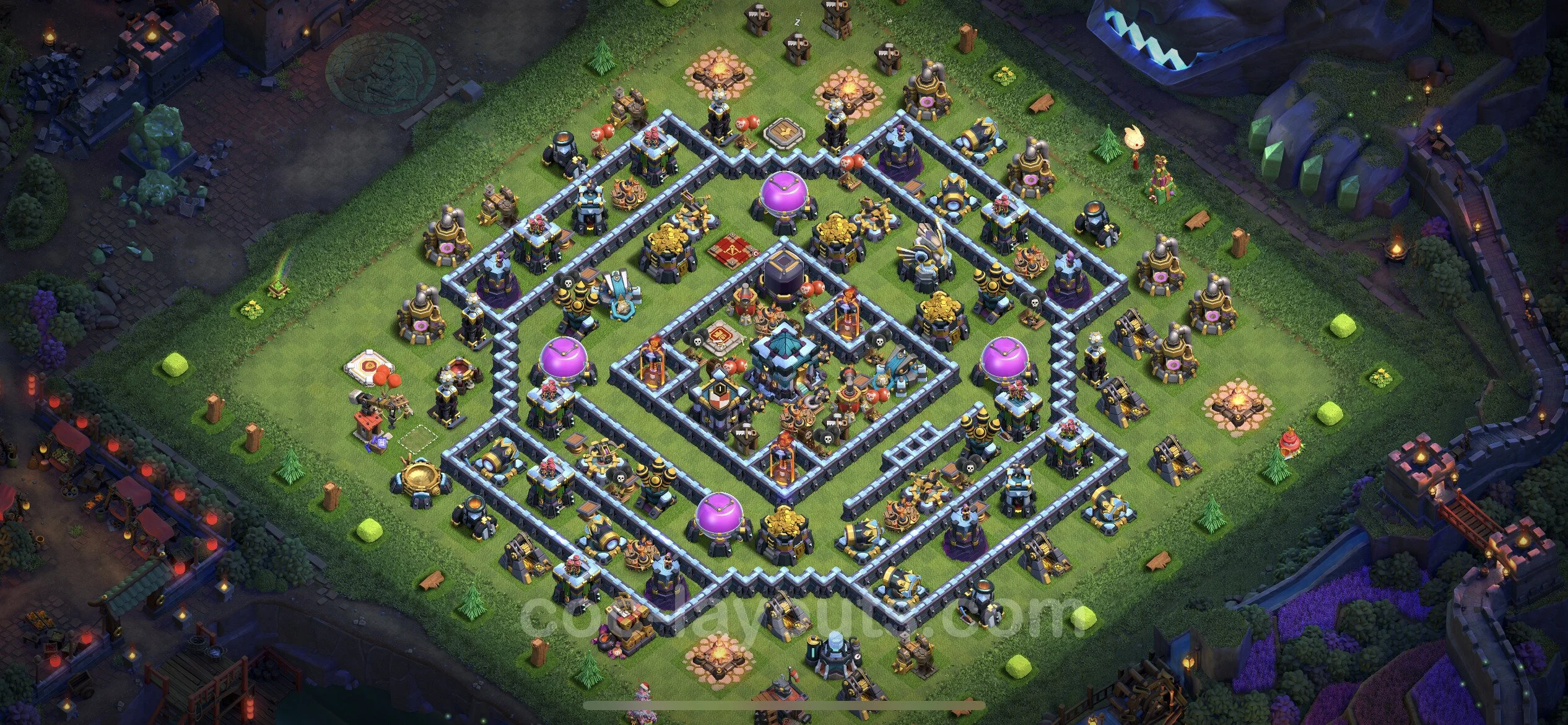 Farming Base TH13 with Link, Anti 2 Stars, Hybrid - plan / layout / design - Clash of Clans - (#49) — Farm TH13