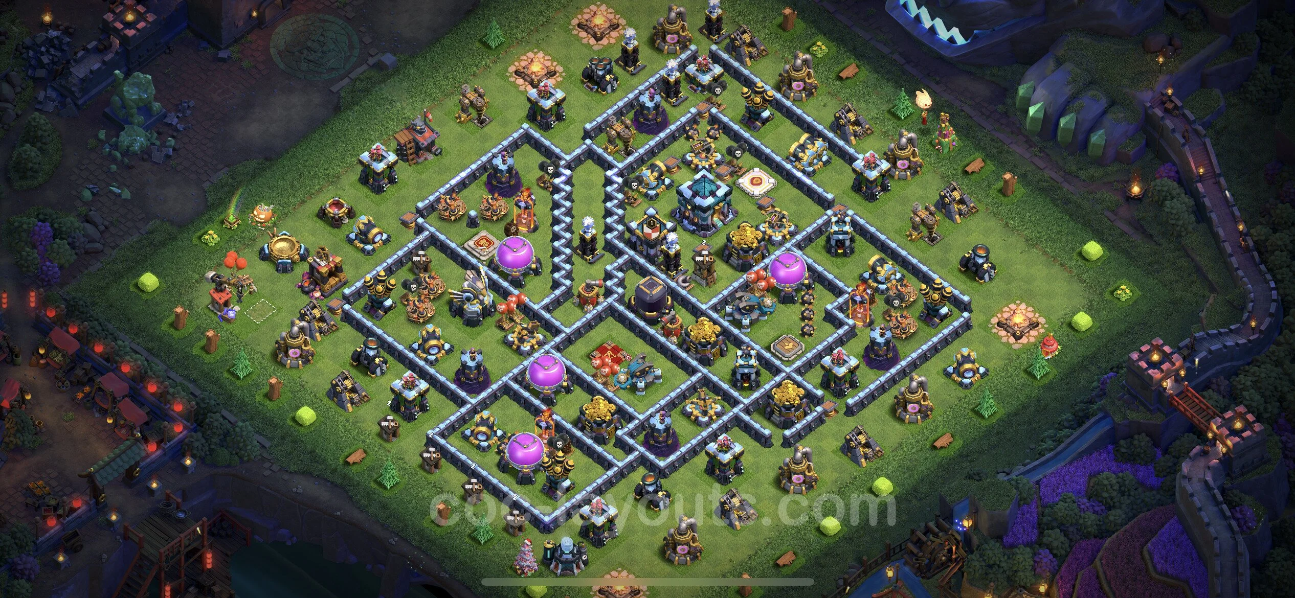 Farming Base TH13 with Link, Anti Everything - plan / layout / design - Clash of Clans - (#53) — 資源 TH13