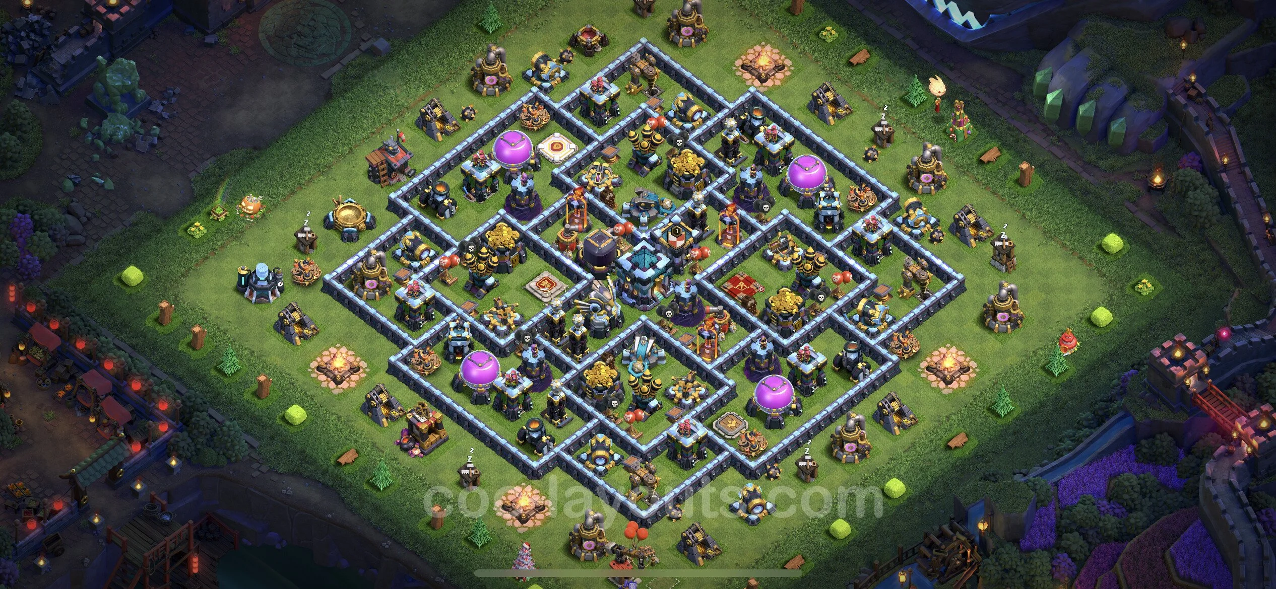 Farming Base TH13 with Link, Anti 2 Stars, Hybrid - plan / layout / design - Clash of Clans - (#55) — Фарм TH13