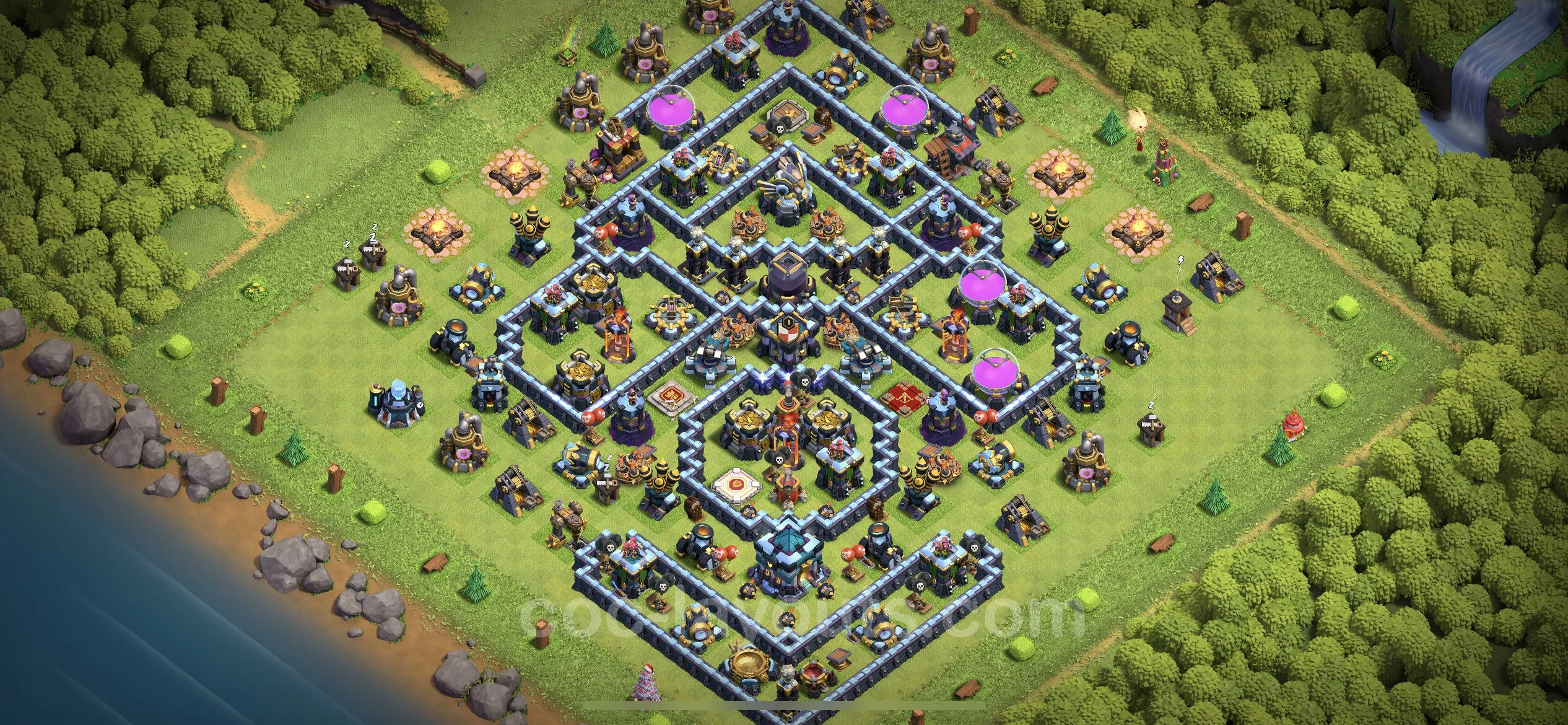 Farming Base TH13 with Link, Anti 3 Stars, Anti Everything - plan / layout / design - Clash of Clans - (#58) — Farm TH13