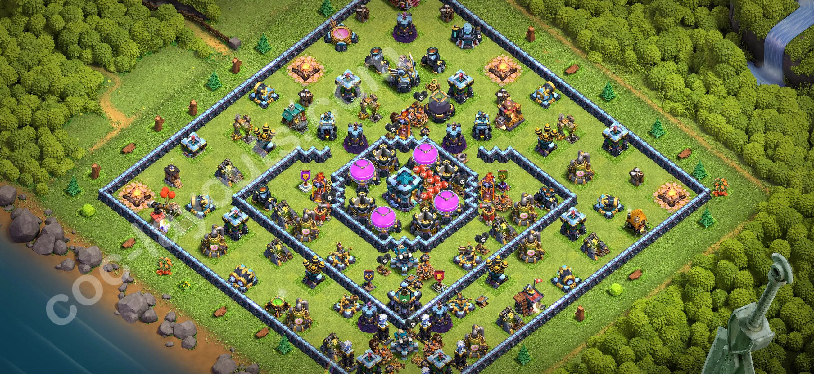 Farming Base TH13 with Link, Anti 3 Stars, Hybrid - plan / layout / design - Clash of Clans 2026 - (#80) — Farm TH13