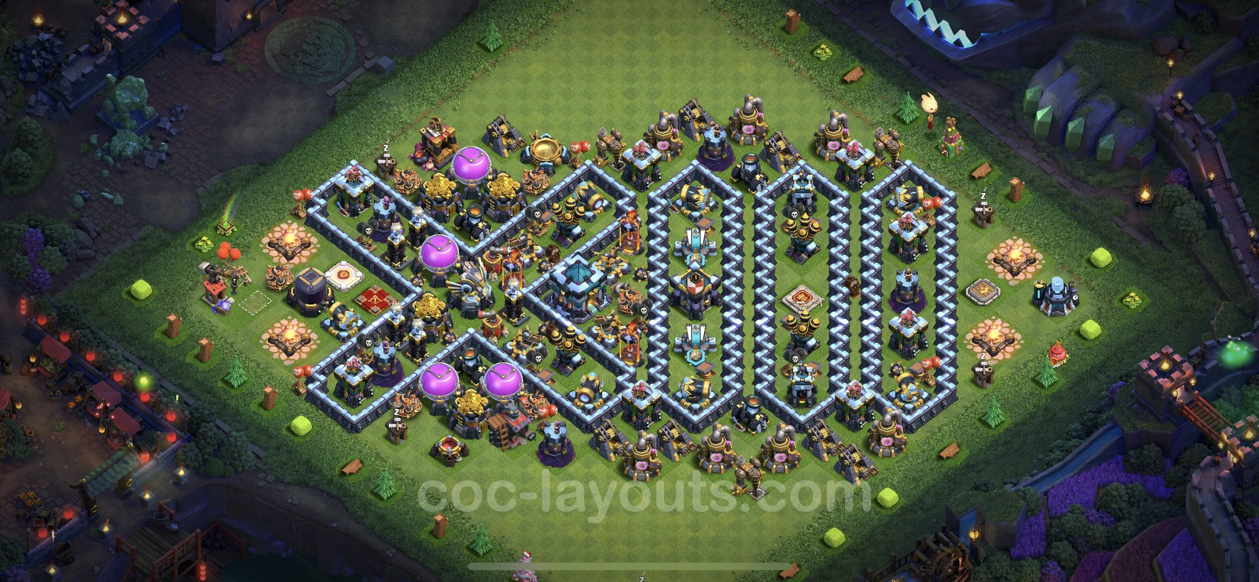 Top Troll Funny Base TH13 with Link - Funny Art Plan - Clash of Clans - (#33)