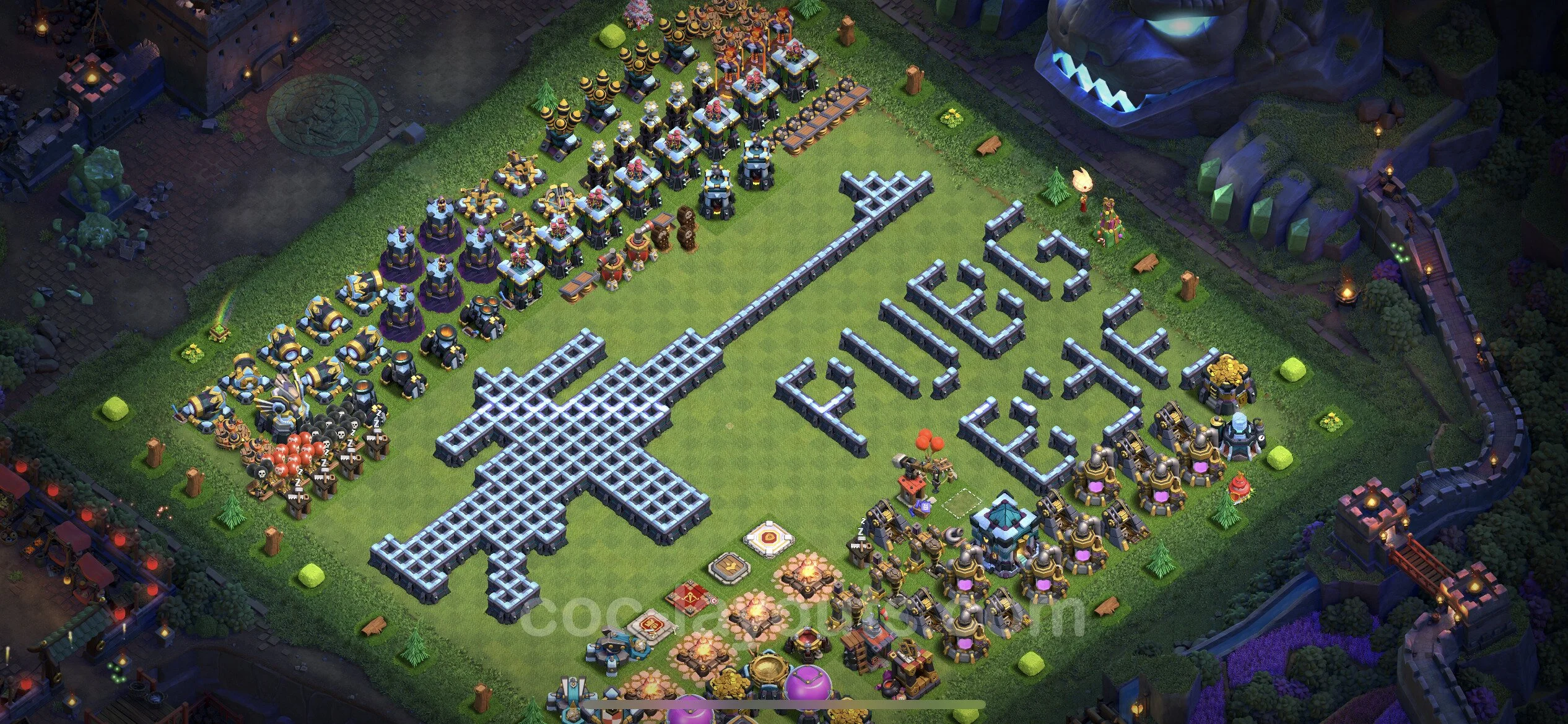 Top Troll Funny Base TH13 with Link - Funny Art Plan - Clash of Clans - (#35)