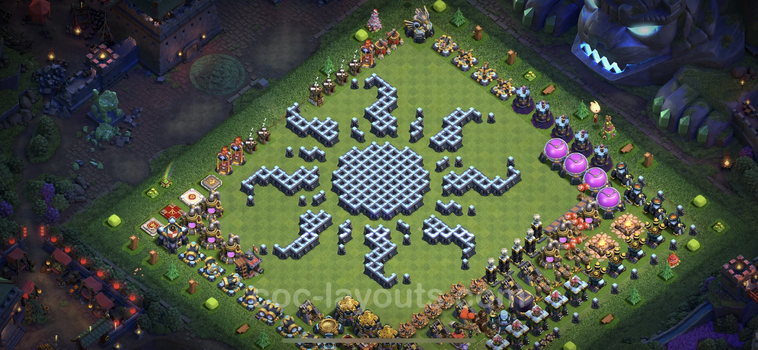Top Troll Funny Base TH13 with Link - Funny Art Plan - Clash of Clans - (#36)