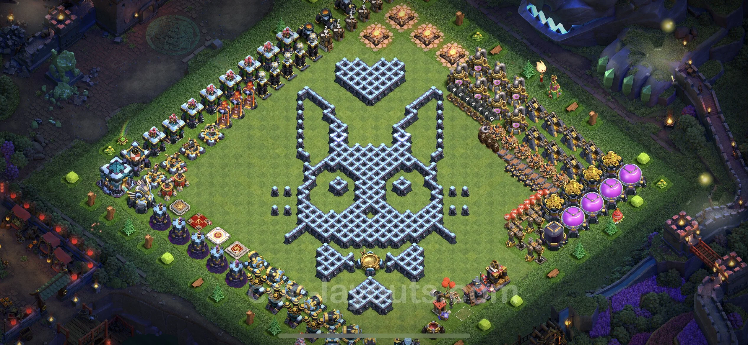 Top Troll Funny Base TH13 with Link - Funny Art Plan - Clash of Clans - (#37)