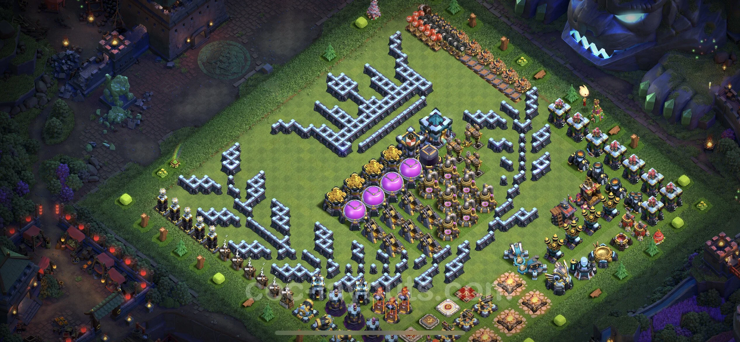 Top Troll Funny Base TH13 with Link - Funny Art Plan - Clash of Clans - (#39)
