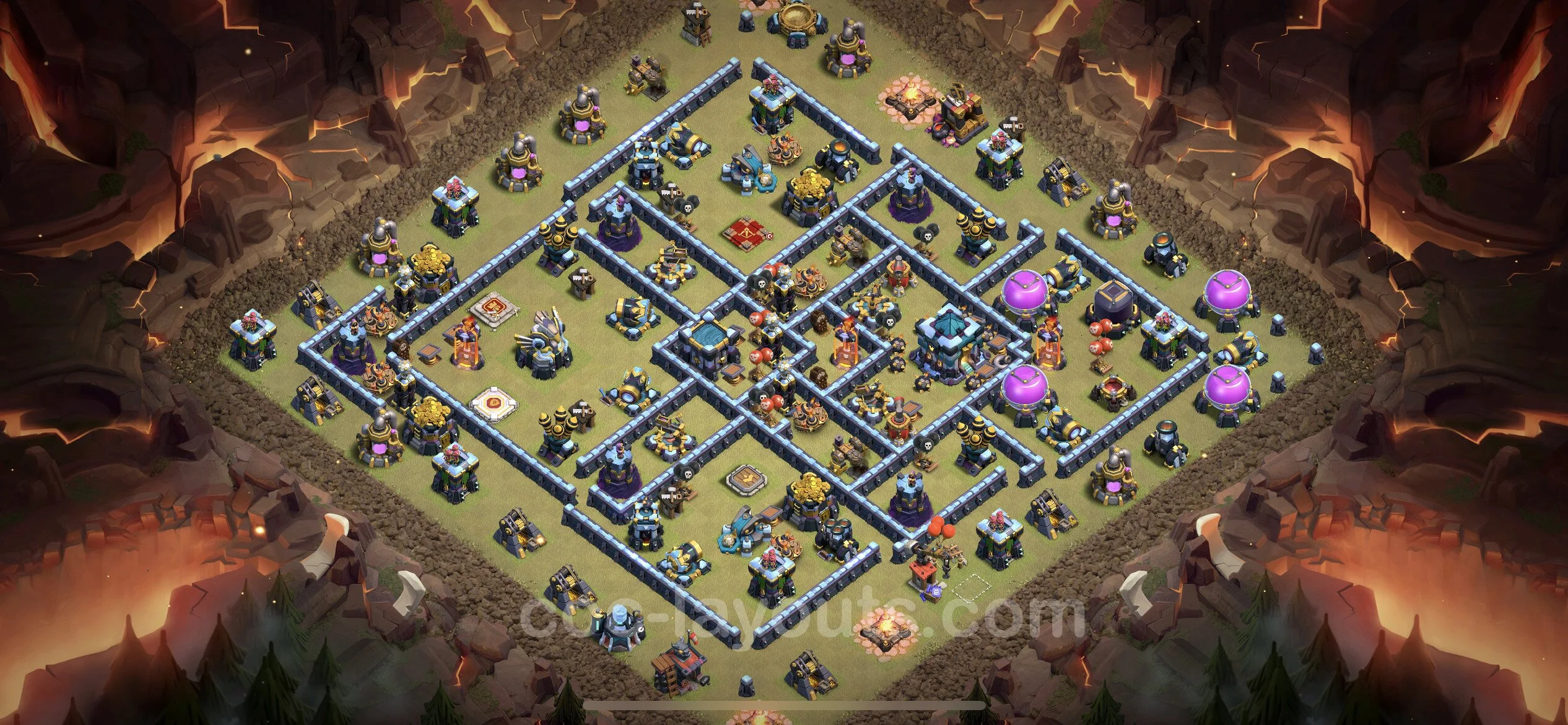 Top War Base TH13 with Link, Anti Everything - Anti 3 Stars CWL Plan - Clash of Clans - (#156) — Guerre BH13