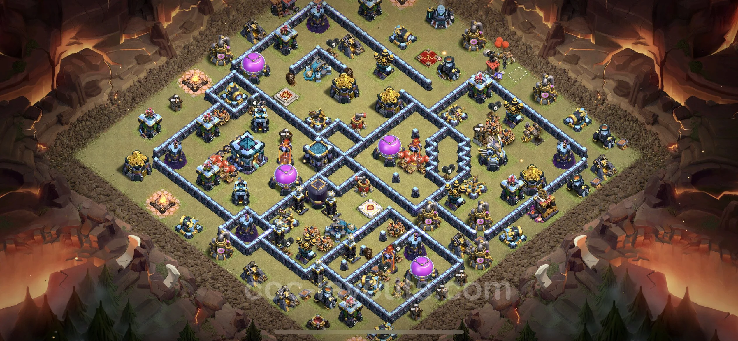 Top War Base TH13 with Link, Hybrid - Anti 3 Stars CWL Plan - Clash of Clans - (#184) — ウォー BH13