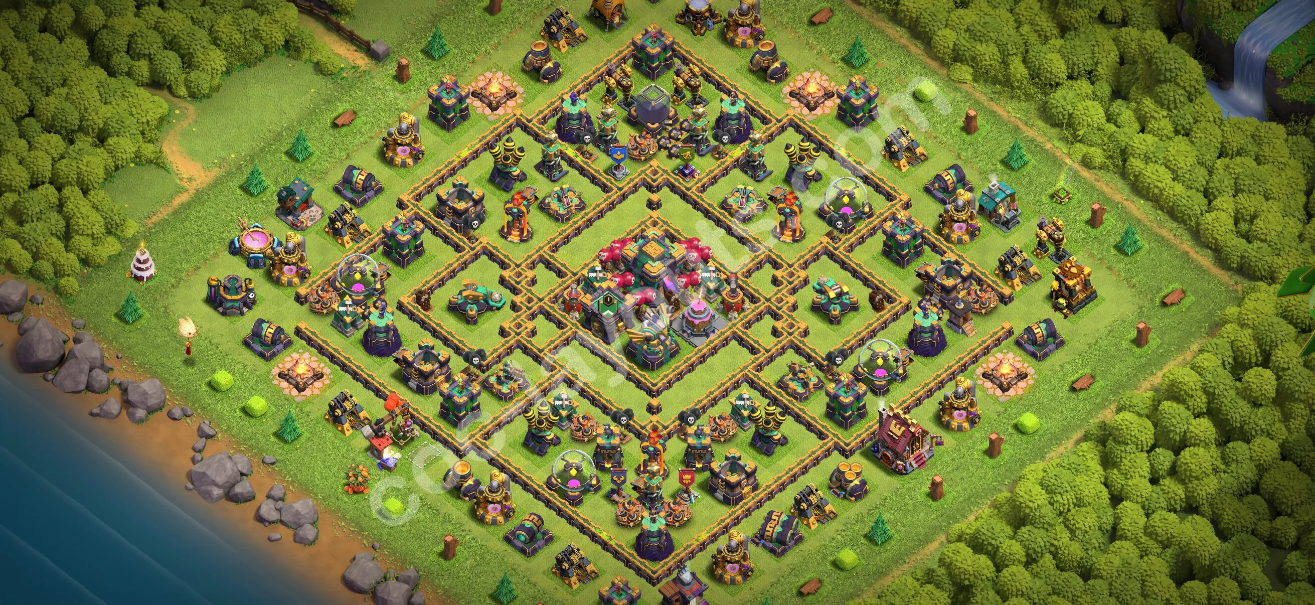 Anti 2 Stars Base TH14 with Link - best plan / layout / design - Clash of Clans 2026 - (#101) — Défense TH14