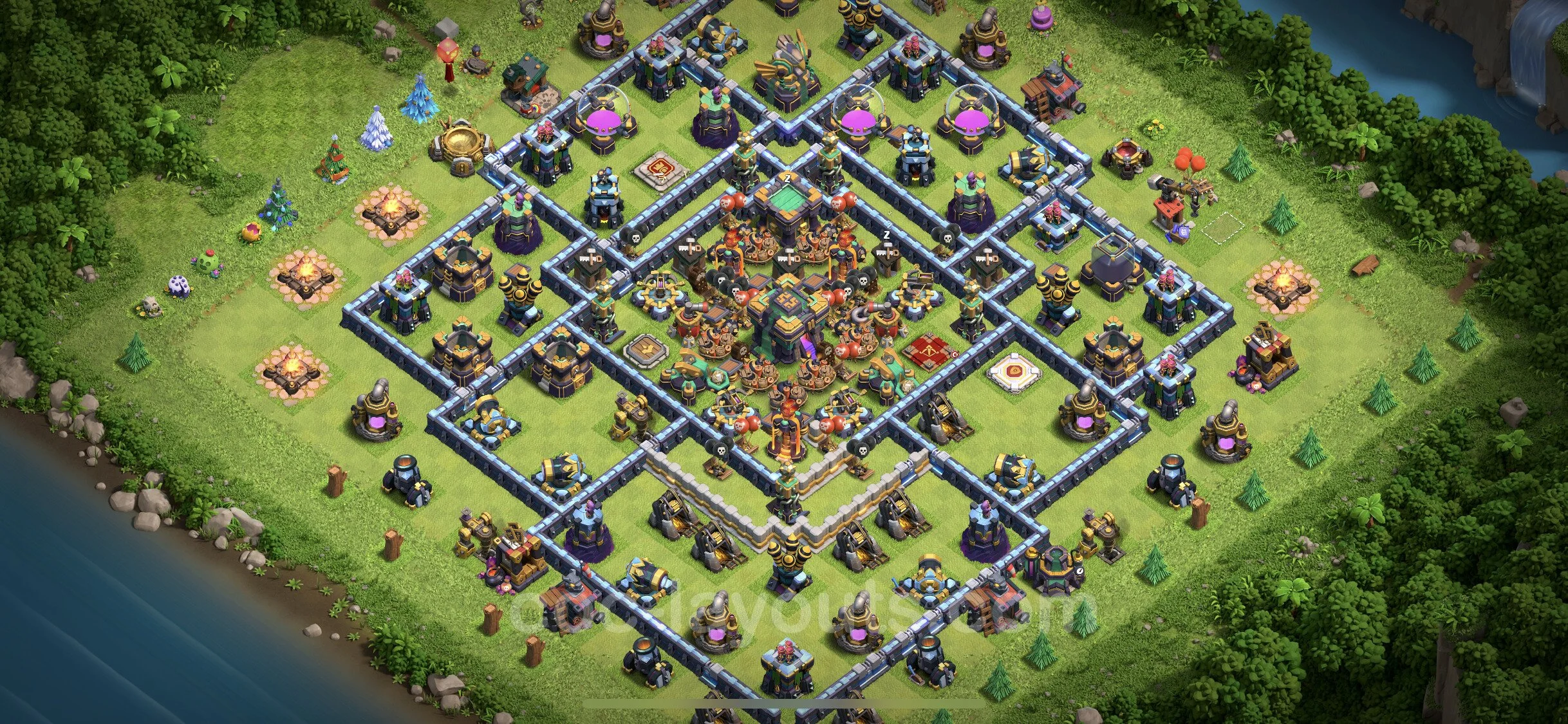 Top Base TH14 with Link, Hybrid - Anti Everything Defence Plan - Clash of Clans - (#25)