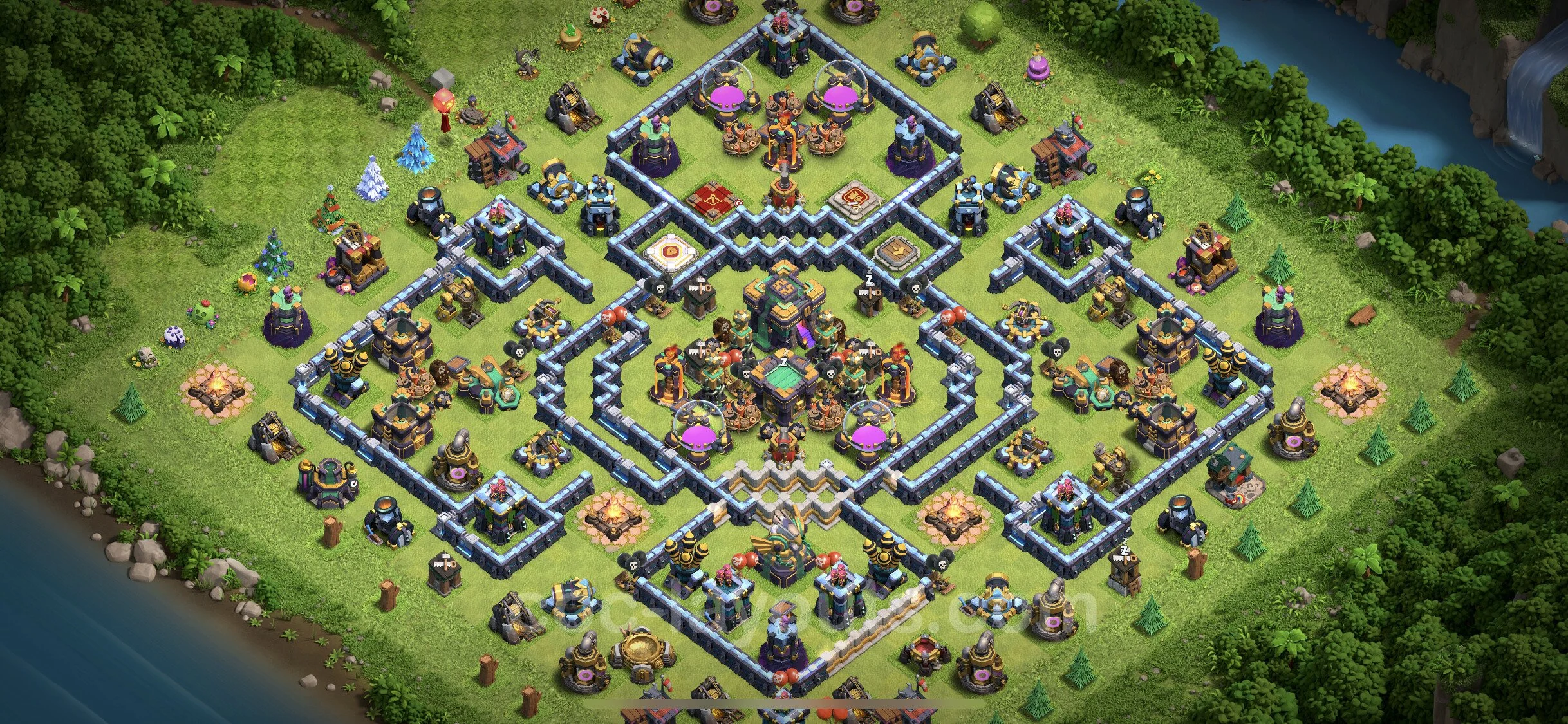 Anti 3 Stars Base TH14 with Link, Hybrid - best plan / layout / design - Clash of Clans - (#27) — Défense TH14