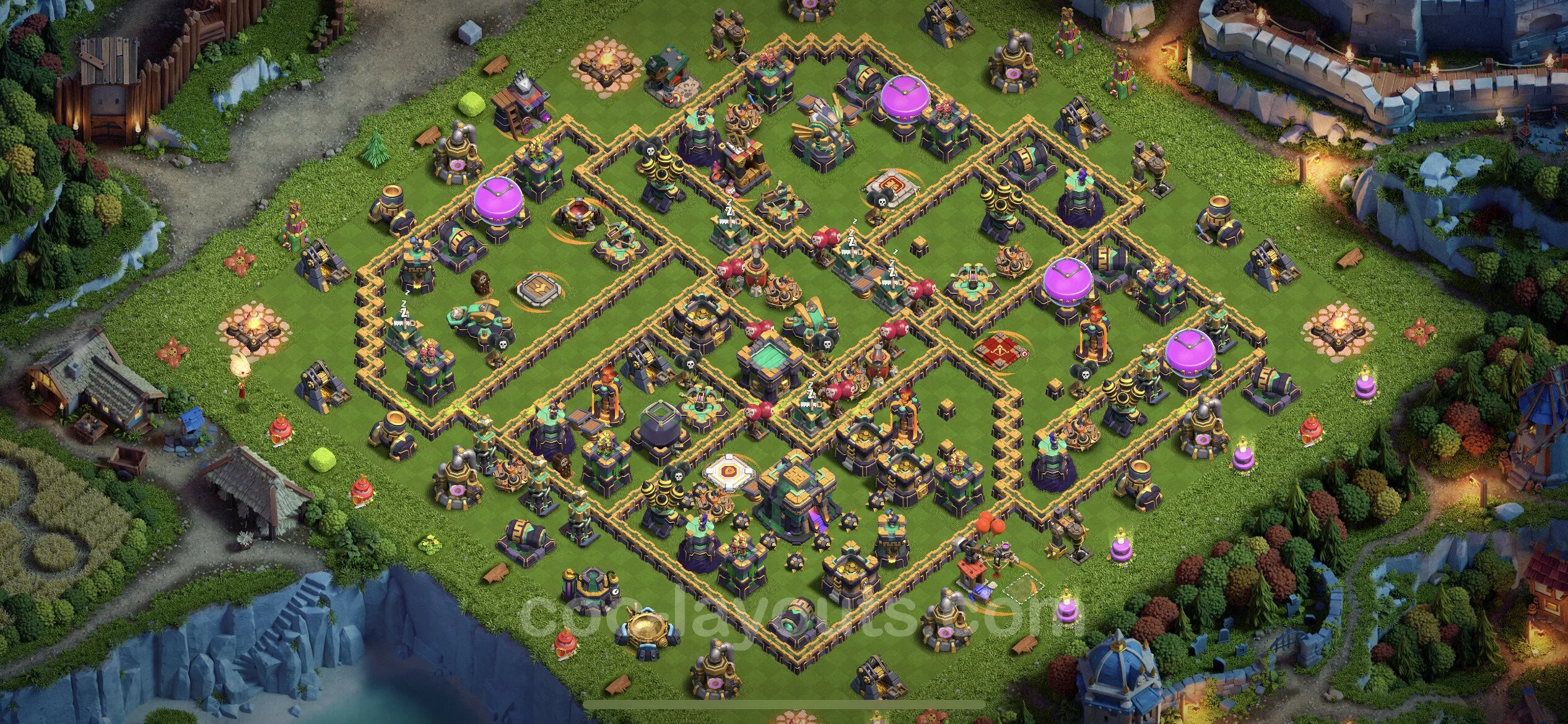 Base TH14 with Link - Anti Dragon Defence Plan / Anti Air - Clash of Clans - (#33) — Obrona TH14
