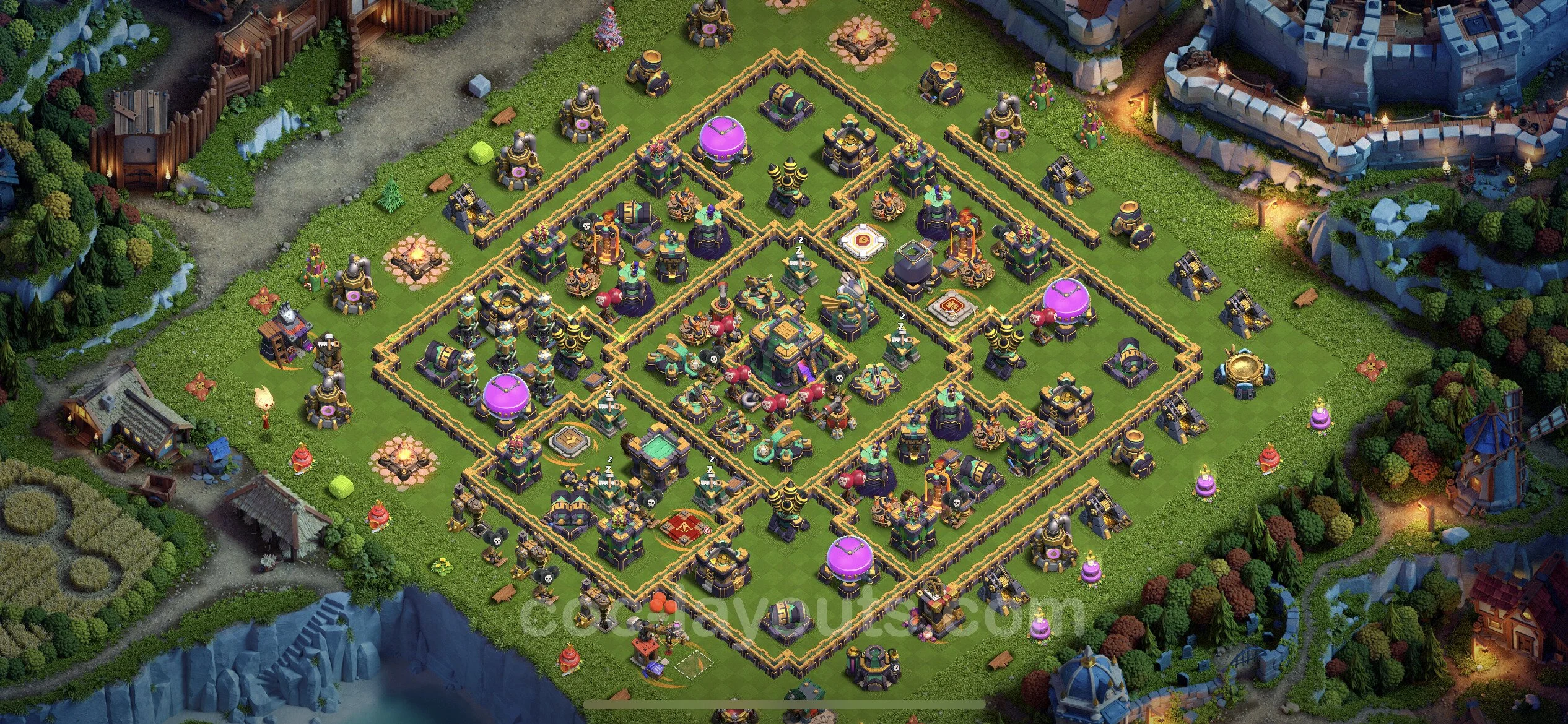 Anti 2 Stars Base TH14 with Link, Anti Everything - best plan / layout / design - Clash of Clans - (#36) — Verdediging TH14