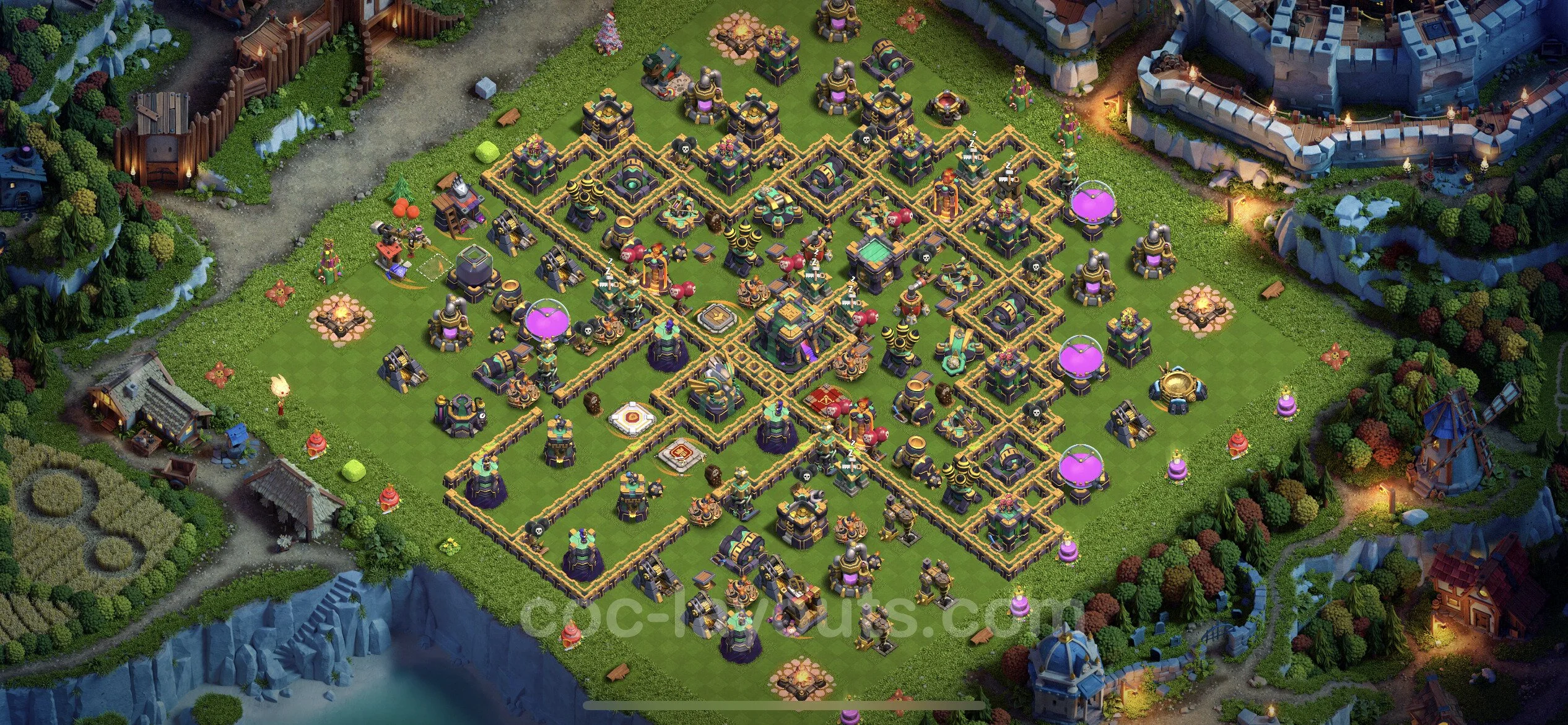 Base TH14 with Link Max Levels - defence plan / layout / design - Clash of Clans - (#38) — Obrona TH14