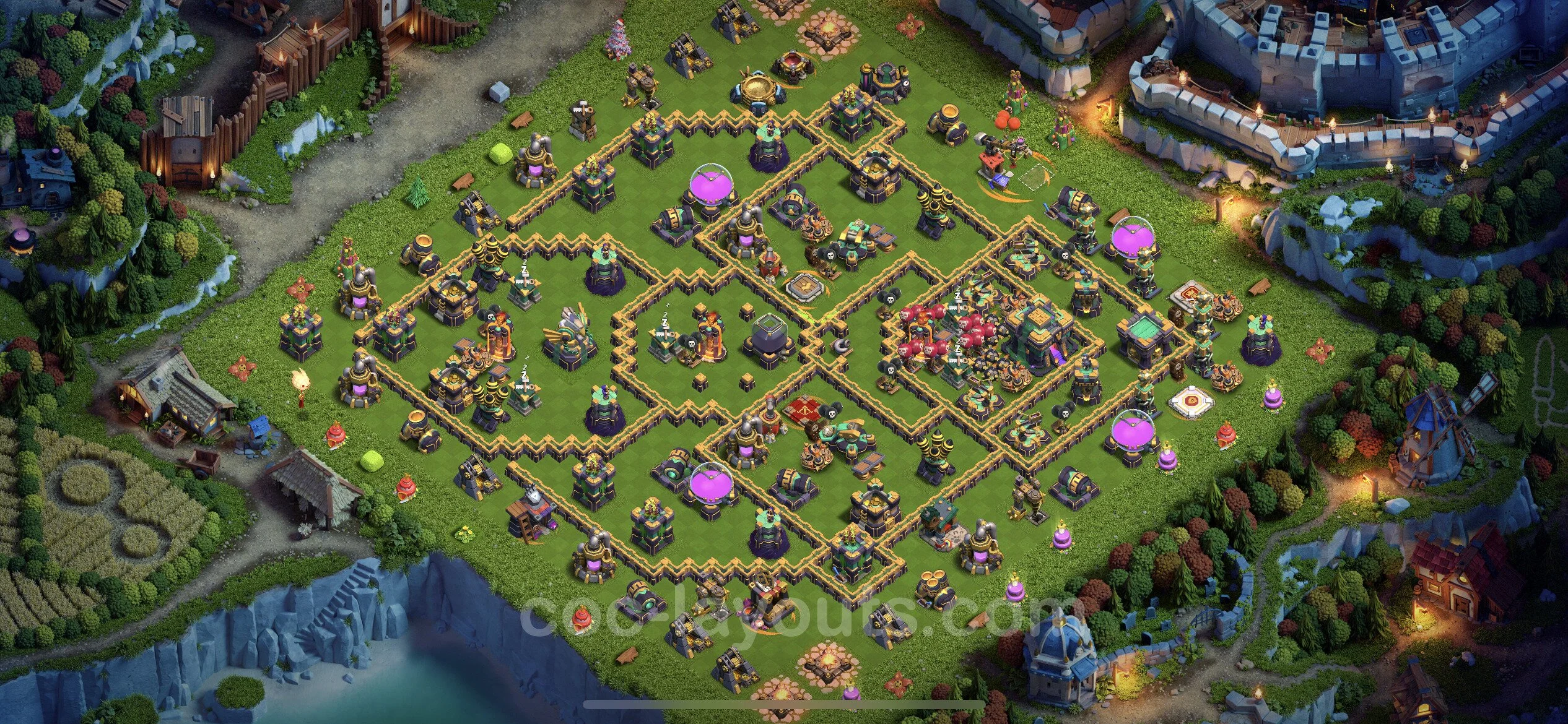 Base TH14 with Link - Anti Dragon Defence Plan / Anti Air - Clash of Clans - (#42) — Verdediging TH14