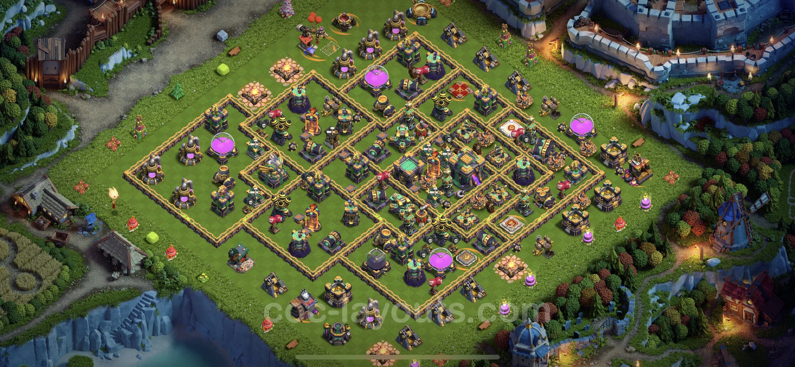 Anti 3 Stars Base TH14 with Link - best plan / layout / design - Clash of Clans - (#43) — Pertahanan TH14