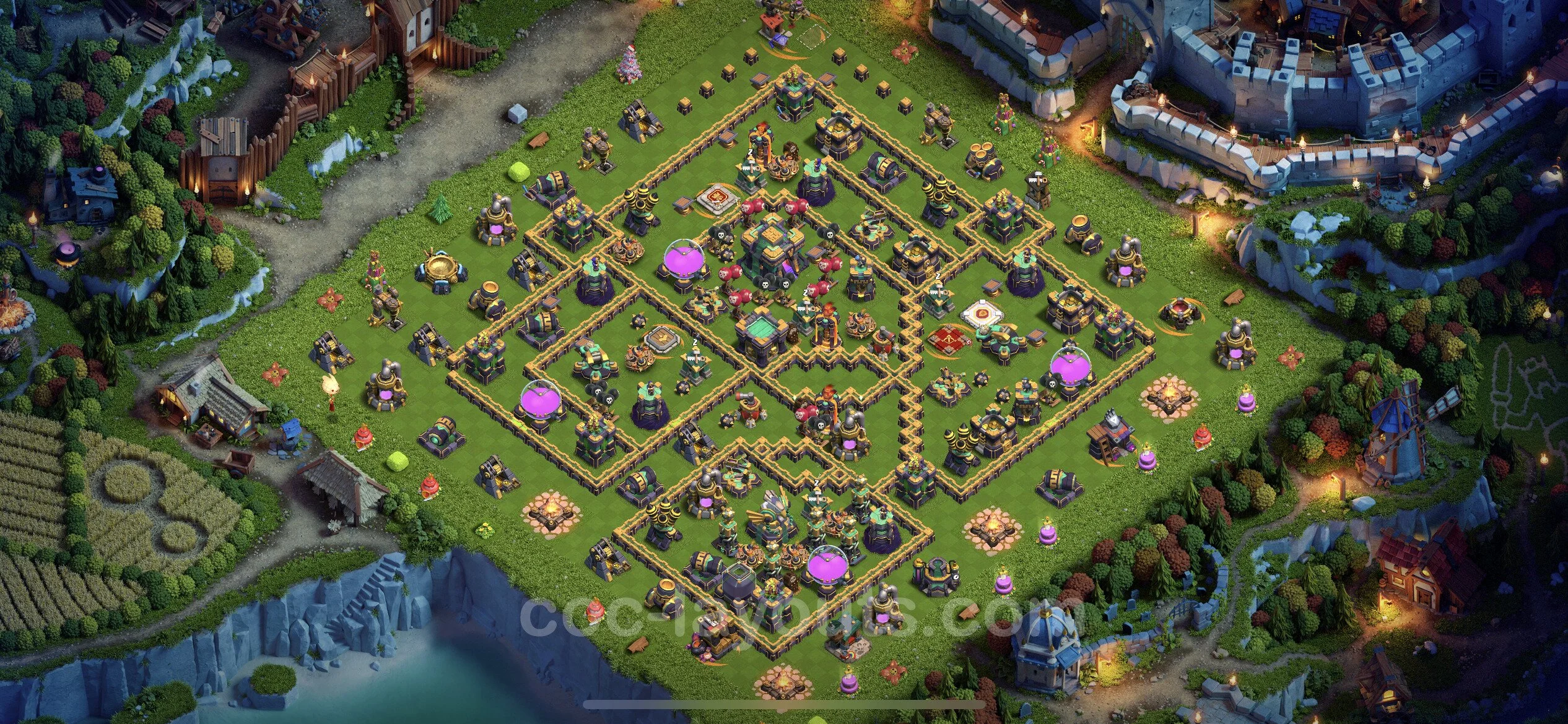Anti 3 Stars Base TH14 with Link - best plan / layout / design - Clash of Clans - (#44) — Defensa TH14