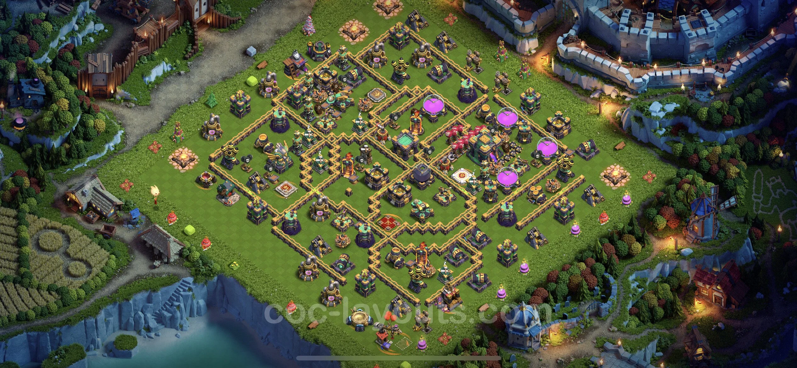 Top Base TH14 with Link, Hybrid - Anti Everything Defence Plan - Clash of Clans - (#45) — Захист TH14