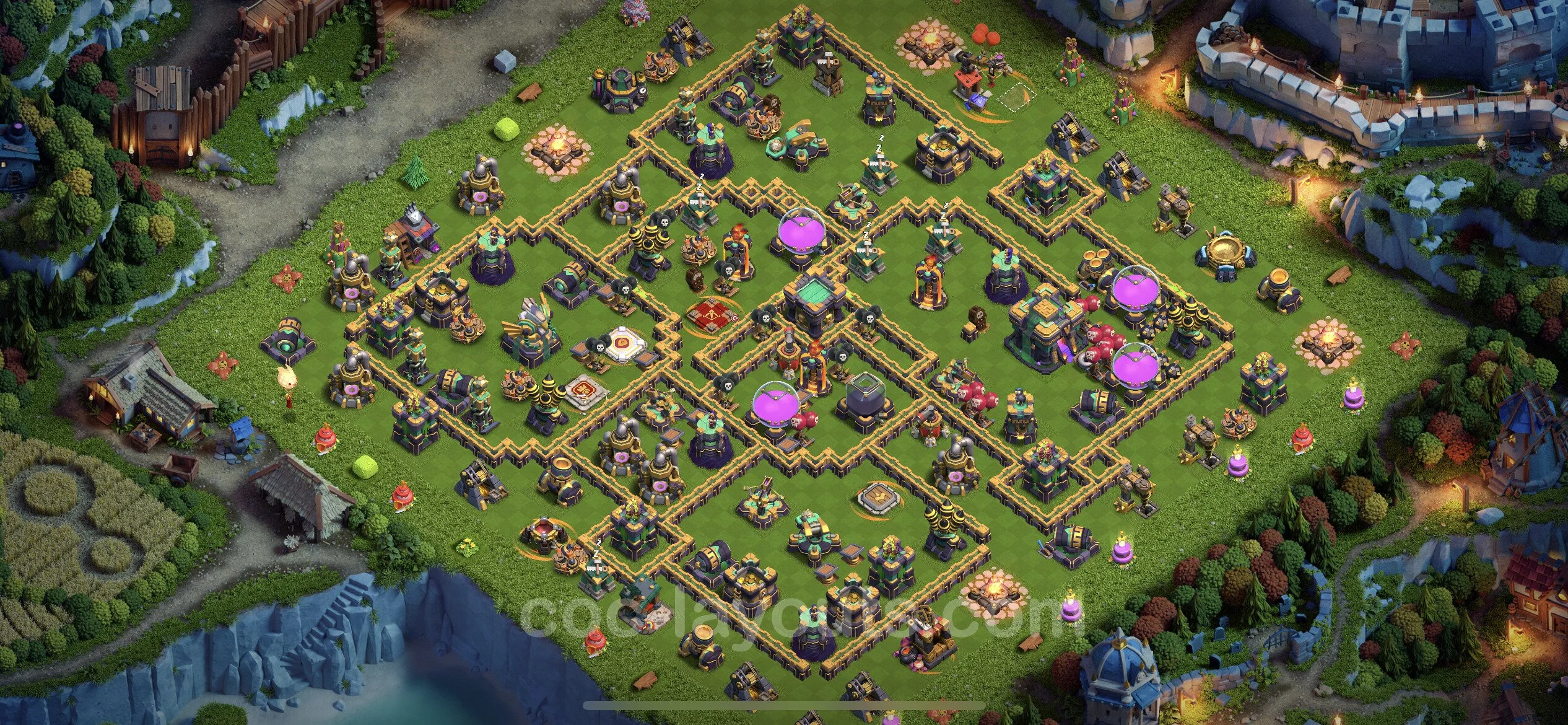 Anti 3 Stars Base TH14 with Link, Hybrid - best plan / layout / design - Clash of Clans - (#46) — Защита TH14