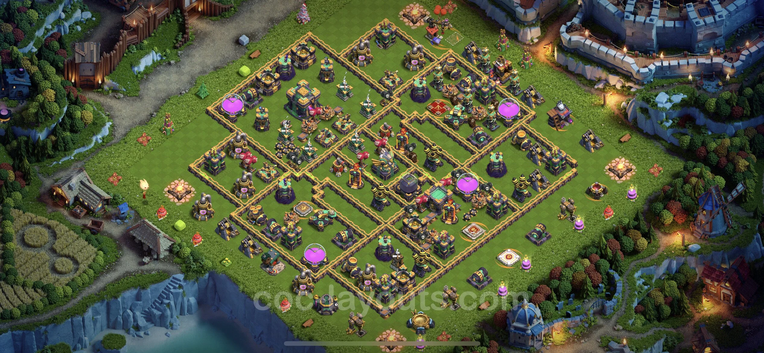 Anti 3 Stars Base TH14 with Link, Anti Everything - best plan / layout / design - Clash of Clans - (#48) — Защита TH14